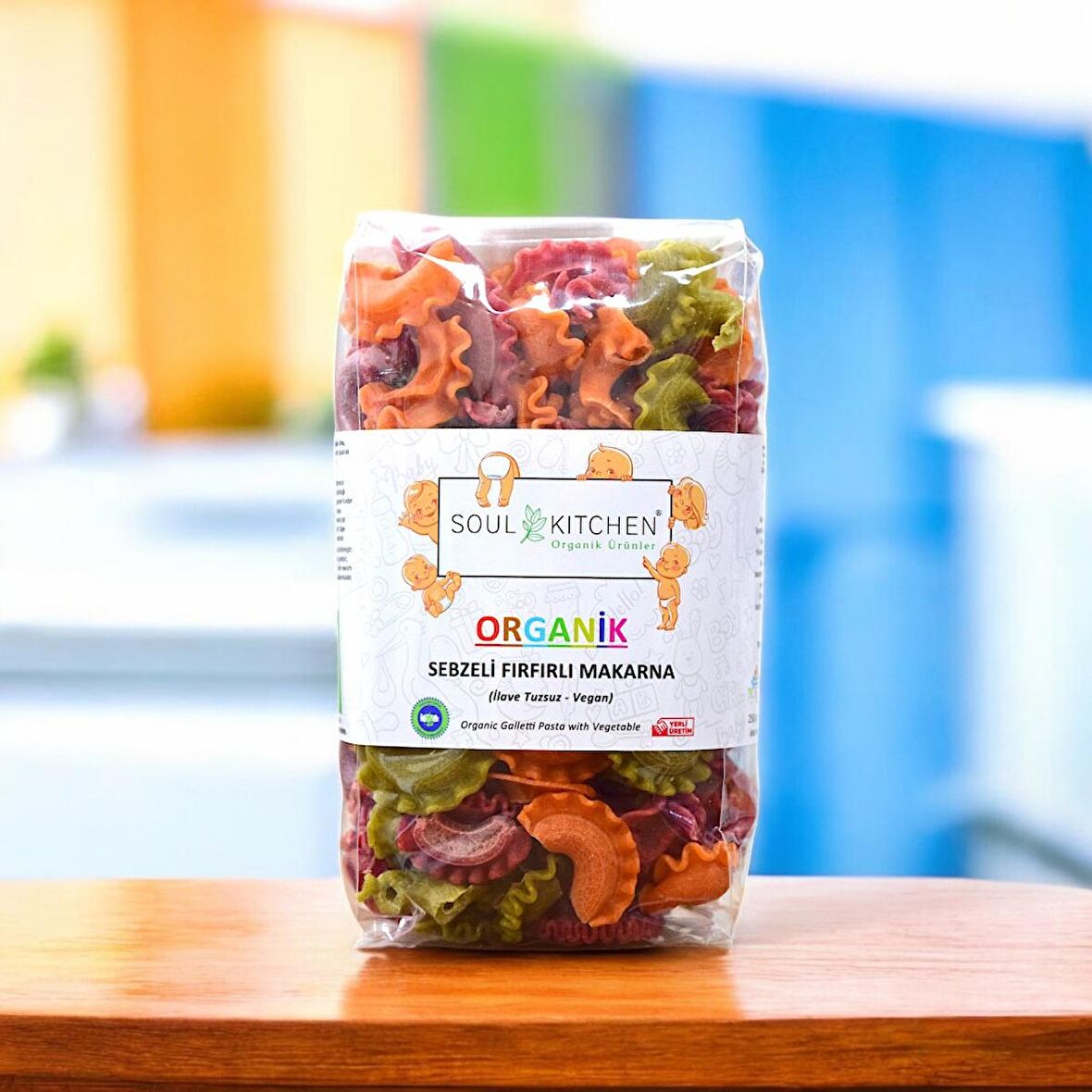 Organik Sebzeli Fırfırlı Makarna 250gr (İlave Tuzsuz) (Vegan)