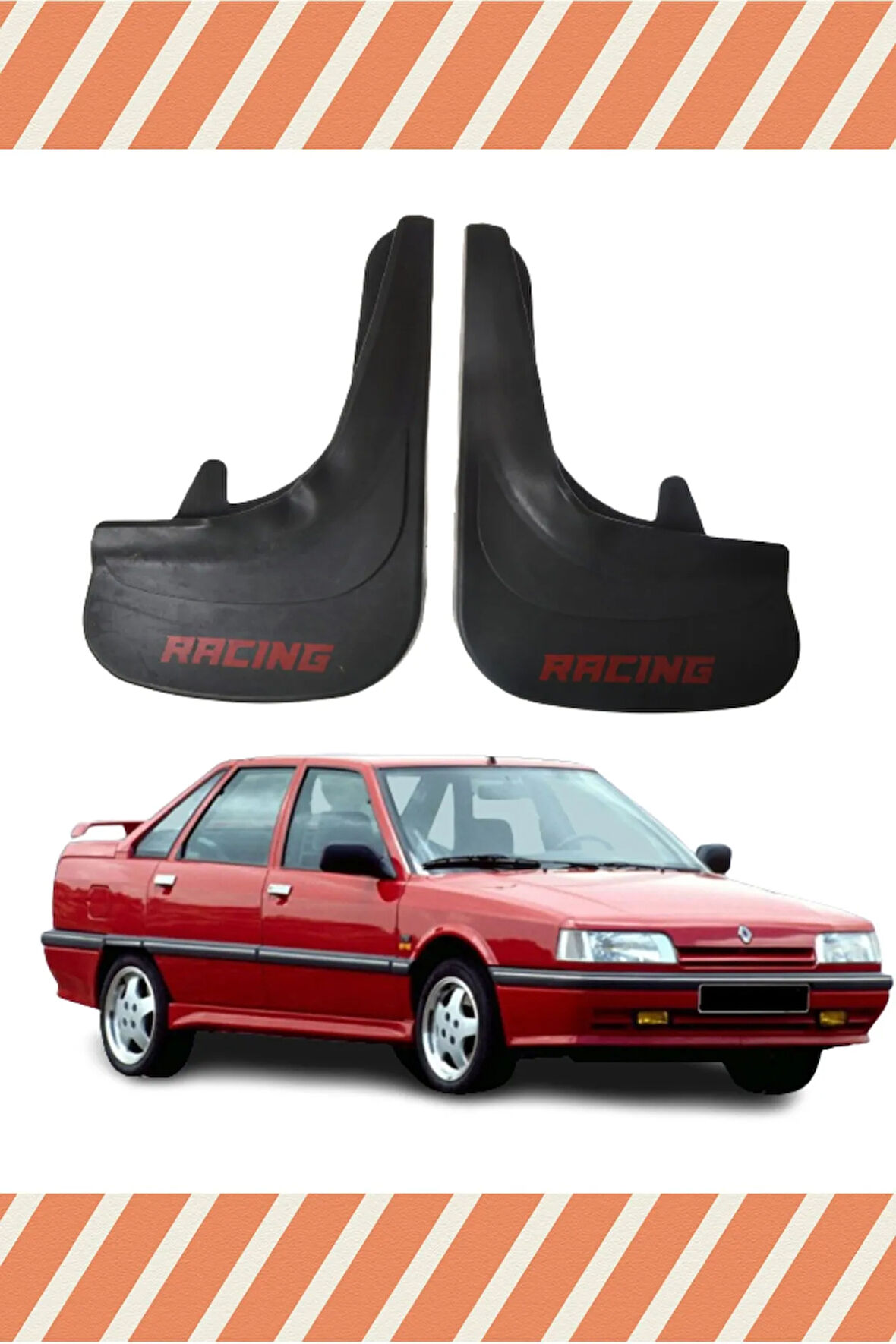 Renault R21 tüm kasalar racing kırmızı yazılı 2’li tozluk çamurluk paçalık