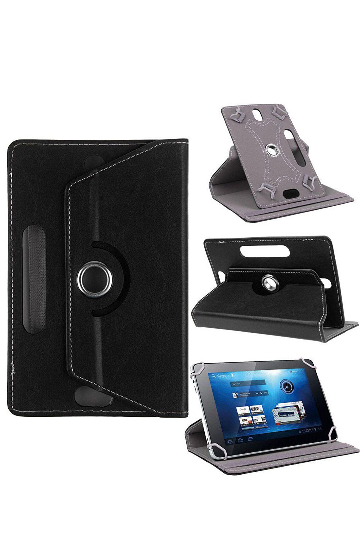 Hometech Alfa 8MS Tablet Kılıf Deri Standlı Dönerli Universal 8 inç