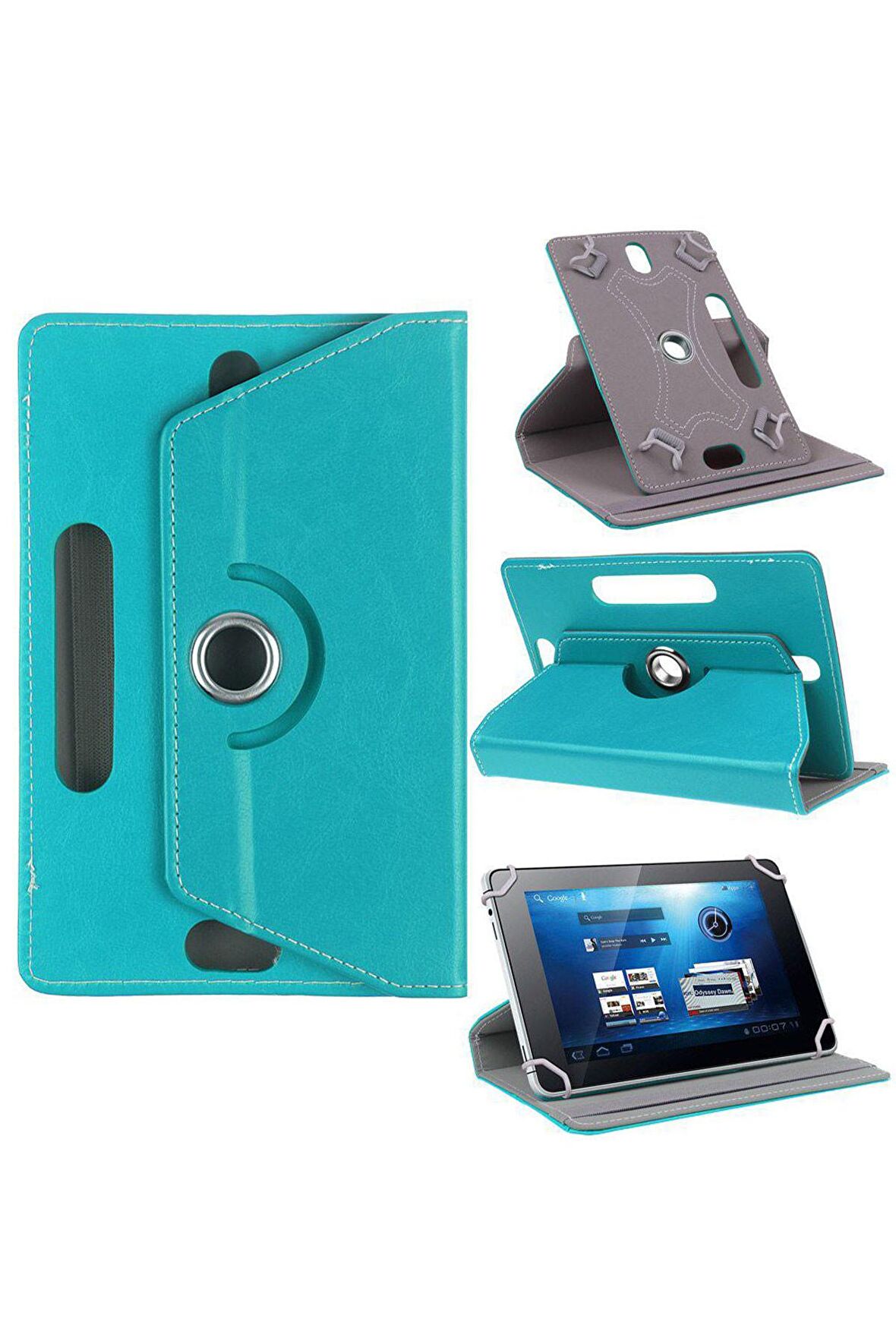 Vestel V Tab 7010 Tablet Kılıf Deri Standlı Dönerli Universal 7 inç