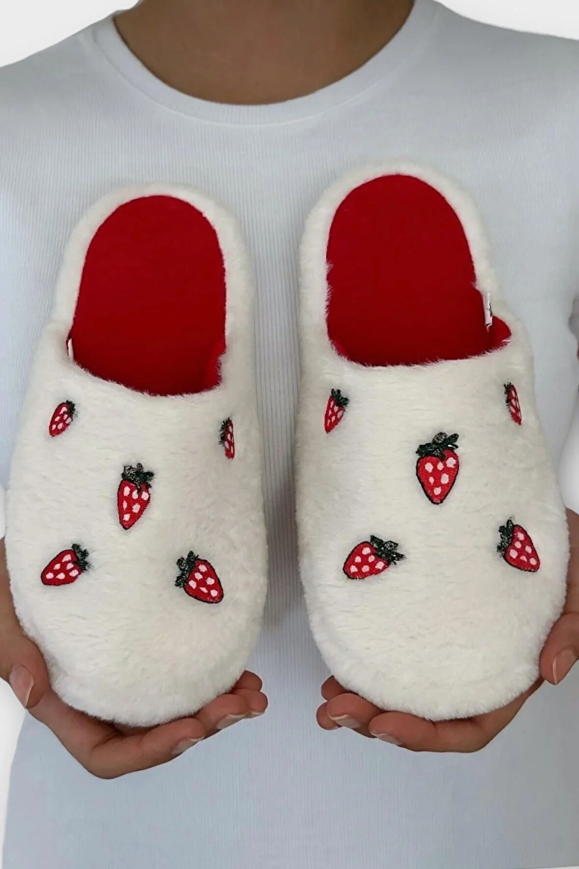 Kadın Pofuduk Nakışlı Ev Terliği Çeyiz Bohça Terliği Valentine's Day BEYAZ - YEŞİL