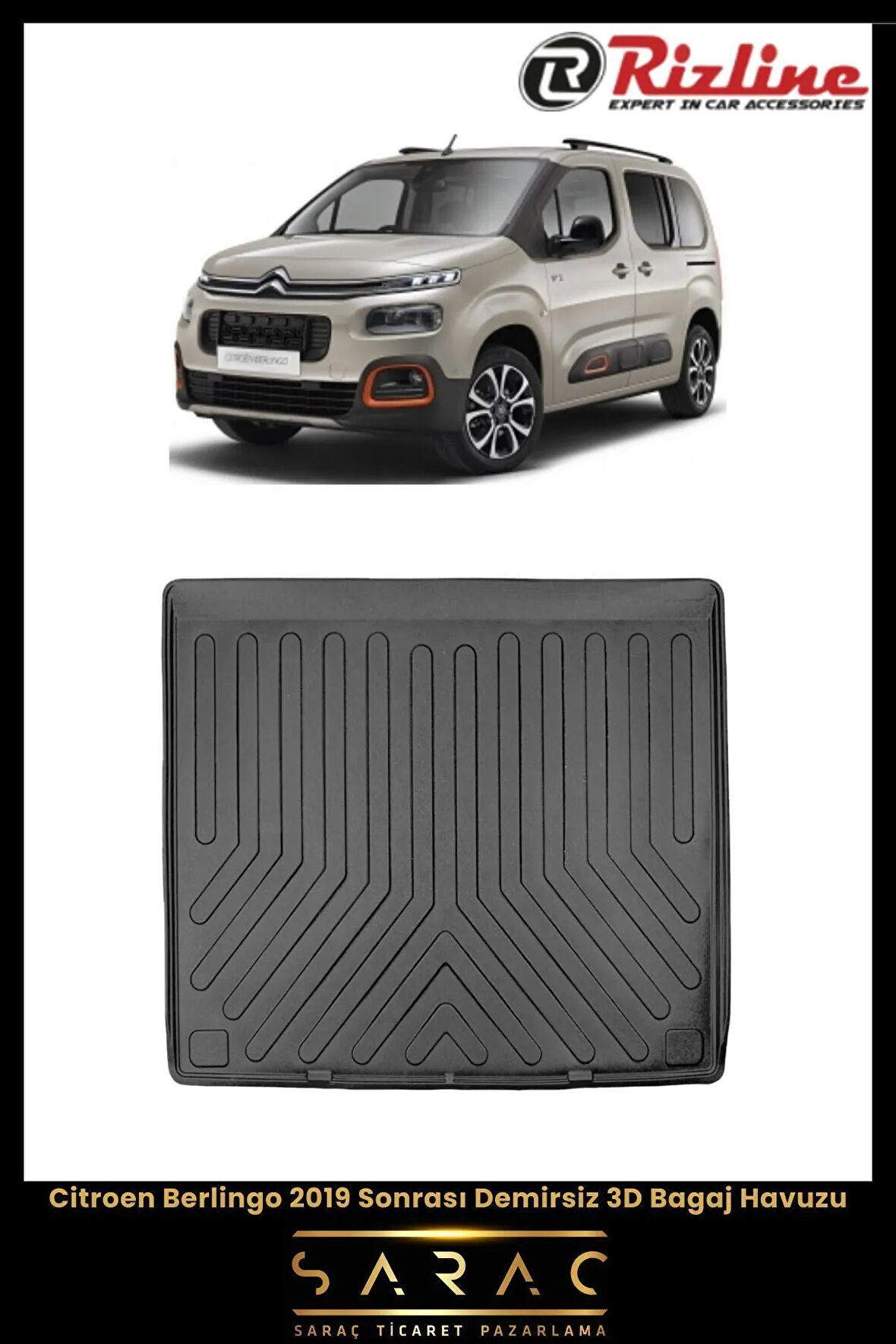 Rizline Citroen Berlingo 2022 Model Demirsiz 3D Bagaj Havuzu