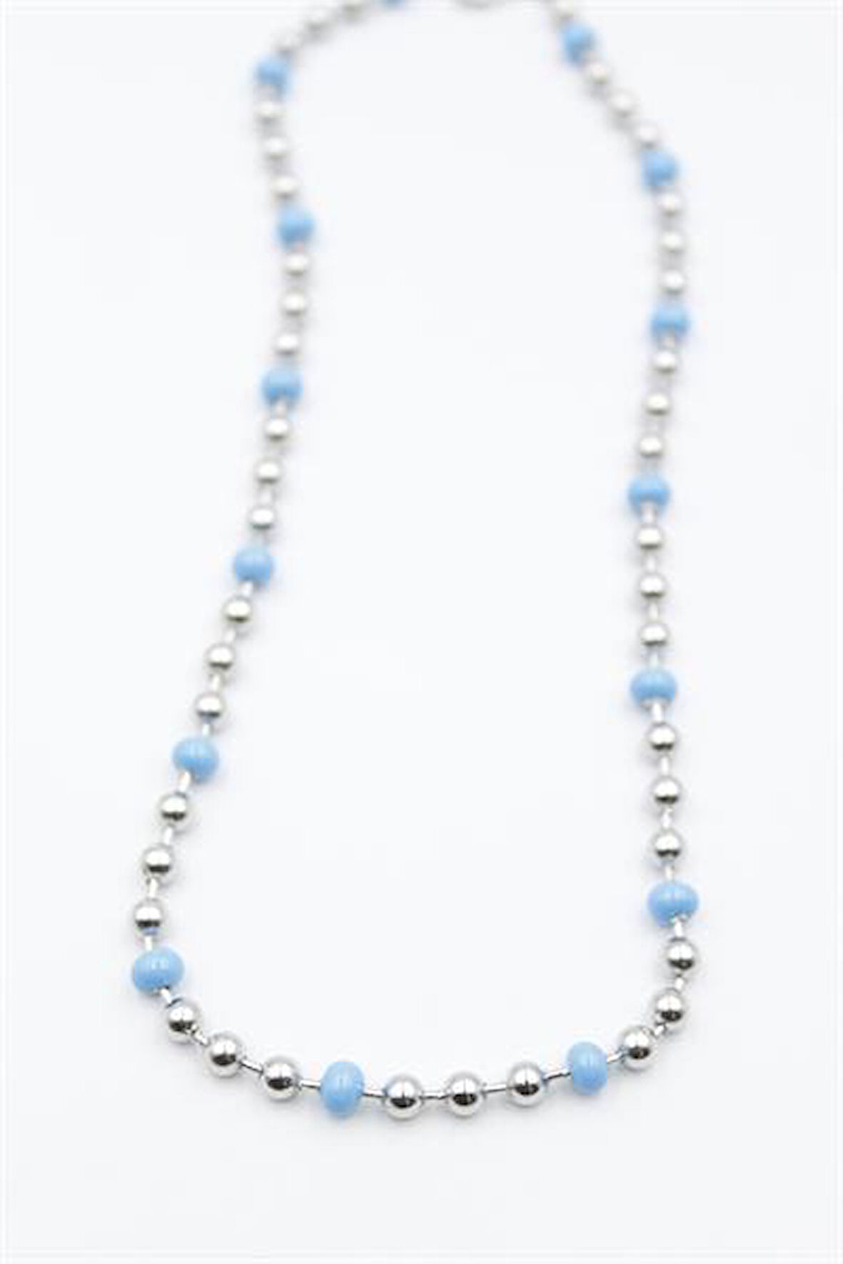 Turkuaz Boncuk Kolye - Gümüş