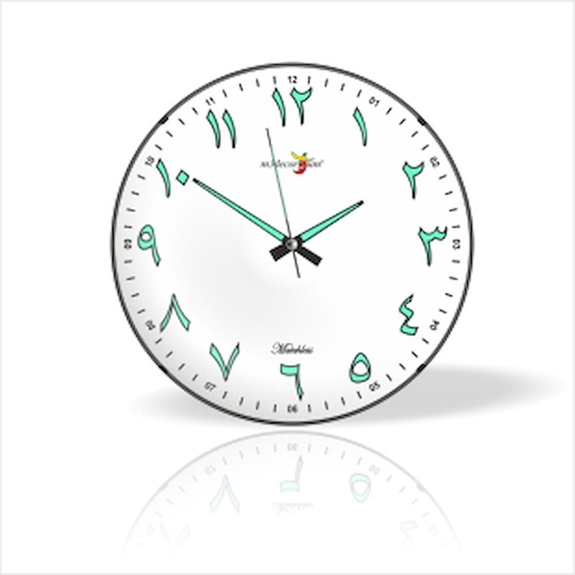 Gece Karanlıkta Görünen Arapça Rakkamlı Büyük Fosforlu Beyaz Zeminli 35 cm Sessiz Camlı Duvar Saati