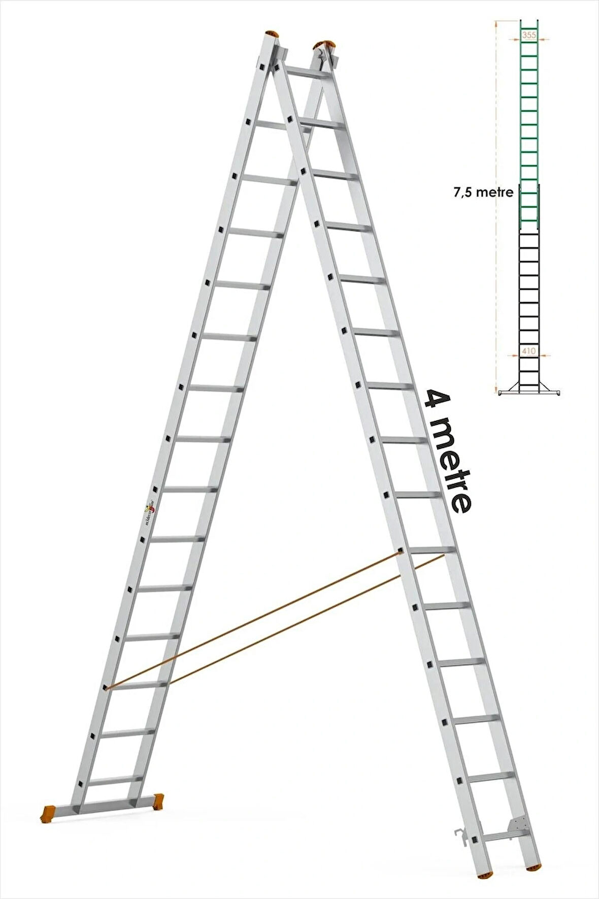 En Uzun Büyük 4x2m. Açılıp Kapanan A Tipi Sürgülü Kullanılabilen Ev Ofis İnşaat Yangın Merdiveni