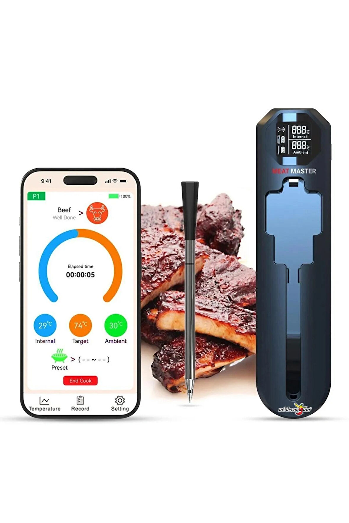 Fırında Ocakta Mangalda Düdüklüde Sıcakta Ateşte Yanmayan Seramik Et Yemek Termometresi Isı Ölçeri