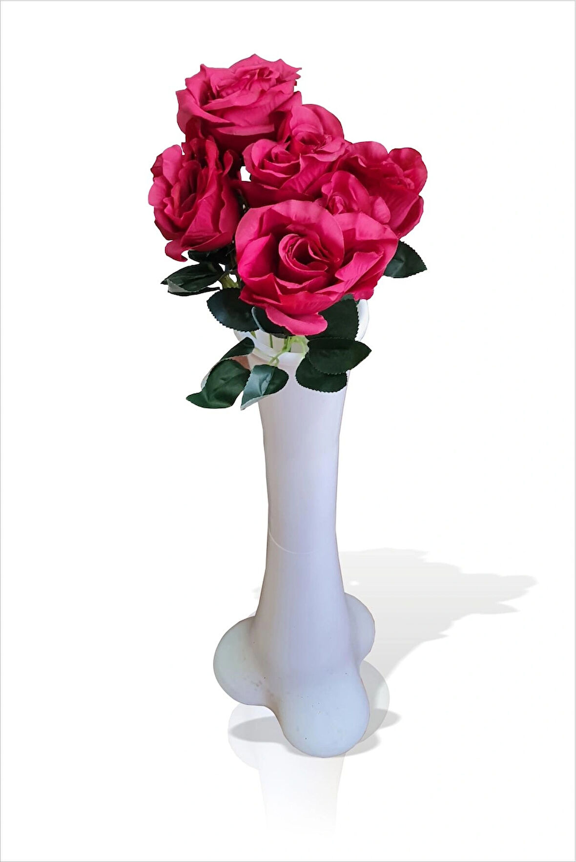 En Uzun Büyük Geniş Kırmızı 5 Gül Beyaz 60cm Kırılmaz İnce Bel Dengeli Devrilmez Kırılmaz Konik Vazo