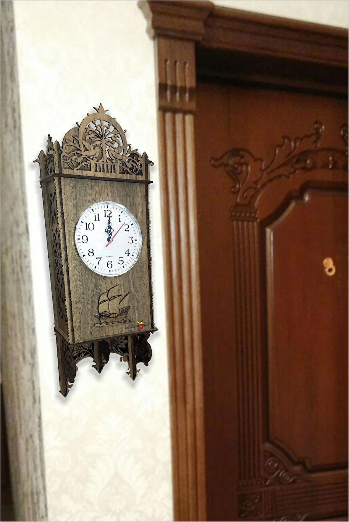 Büyük Ev Ofis İşyeri Kapısı Yanı Duvara Monte Montajlı Kapaklı Saatli Anahtarlık Dolap Dolabı Kutusu