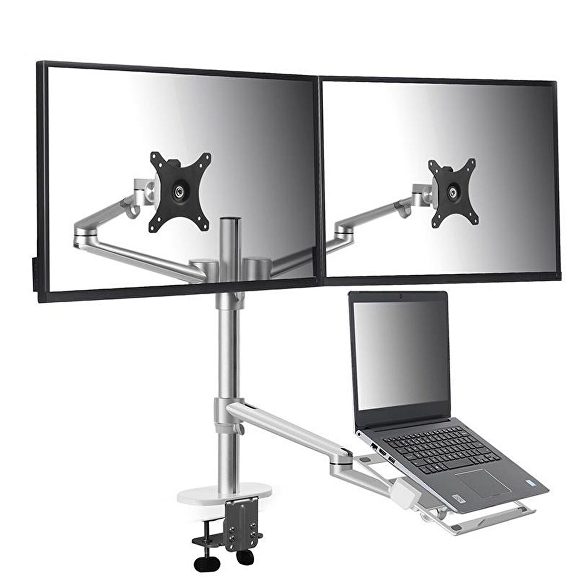 NPO STD7093S 10"-27" Notebook Stand ve Vesa Monitör Tutucu Çift Kol-Gümüş Gri