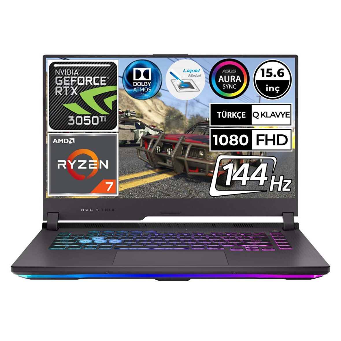 Asus ROG Strix G15 Harici Ekran Kartı NVIDIA GeForce RTX 3050 Ti 4800H 32 GB DDR4 1 TB 15.6 inç Full HD Freedos Notebook Dizüstü Bilgisayar