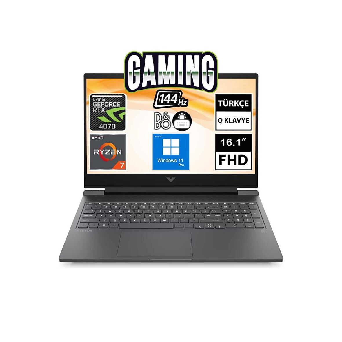 HP Victus 16-S0005NT 7Z4Q7EA08 Ryzen7 7840HS 16GB 1TBSSD RTX4070 16.1" FullHD W11P Taşınabilir Bilgisayar