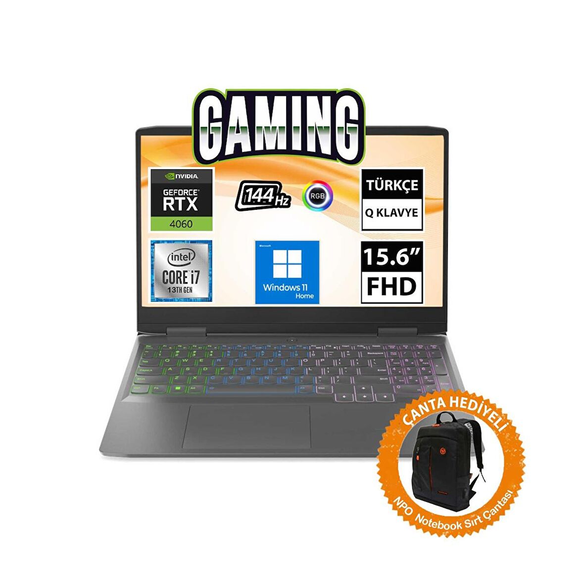 Lenovo LOQ 82XV00G9TX04 i7-13620H 32GB 1TBSSD RTX4060 15.6" FullHD W11H Dizüstü Bilgisayar-CNT05