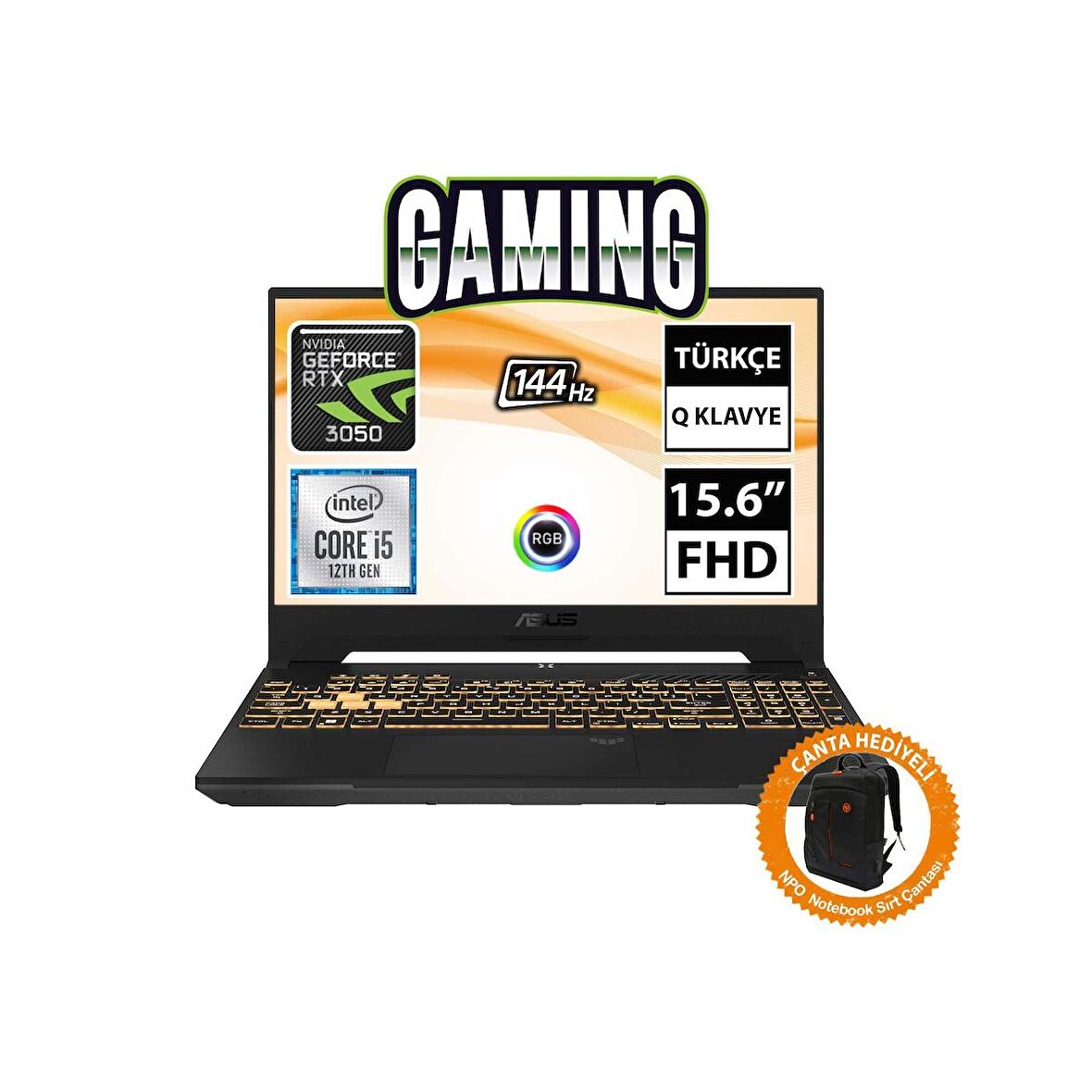 Asus TUF Gaming F15 FX507ZC4-HN205A8 i5-12500H 32GB 2TBSSD RTX3050 15.6" FullHD FreeDOS Taşınabilir Bilgisayar-CNT009