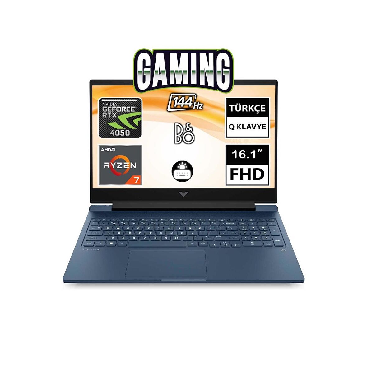 HP Victus 16-S0022NT 7Z588EA01 Ryzen7 7840HS 16GB 1TBSSD RTX4050 16.1" FullHD FreeDOS Taşınabilir Bilgisayar