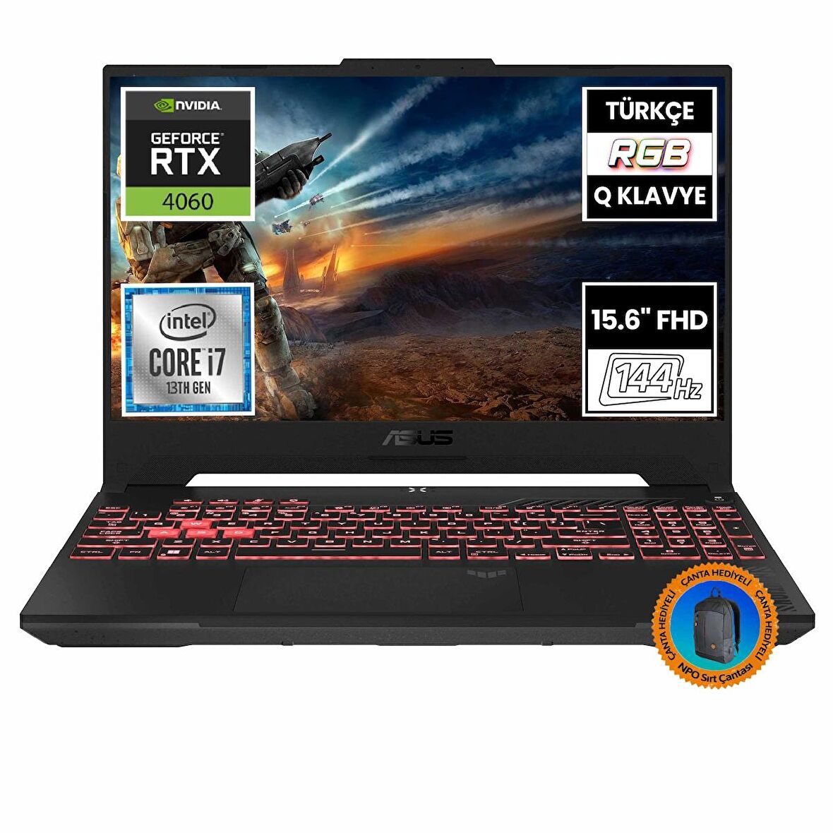 Asus TUF Gaming F15 FX507VV-LP243A3 i7-13620H 32GB 512SSD RTX4060 15.6" FullHD FreeDOS Taşınabilir Bilgisayar-CNT004