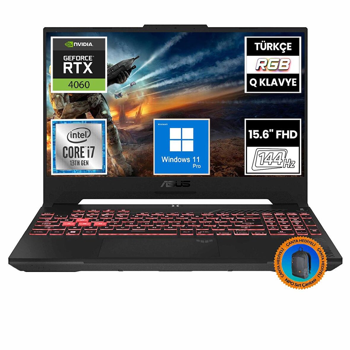 Asus TUF Gaming F15 FX507VV-LP243A11 i7-13620H 32GB 512SSD RTX4060 15.6" FullHD W11P Taşınabilir Bilgisayar-CNT012