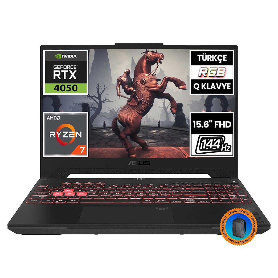 Asus TUF Gaming A15 FA507NU-LP030A3 Ryzen7 7735HS 16GB 512SSD RTX4050 15.6" FullHD FreeDOS Taşınabilir Bilgisayar-CNT004