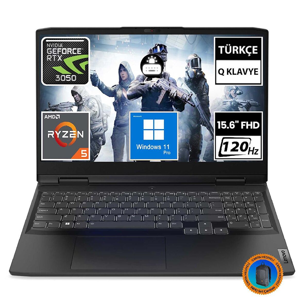 Lenovo IdeaPad Gaming 3 82SB00X4TX16 Ryzen5 6600H 16GB 512SSD RTX3050 15.6" FullHD W11P Taşınabilir Bilgisayar-CNT017