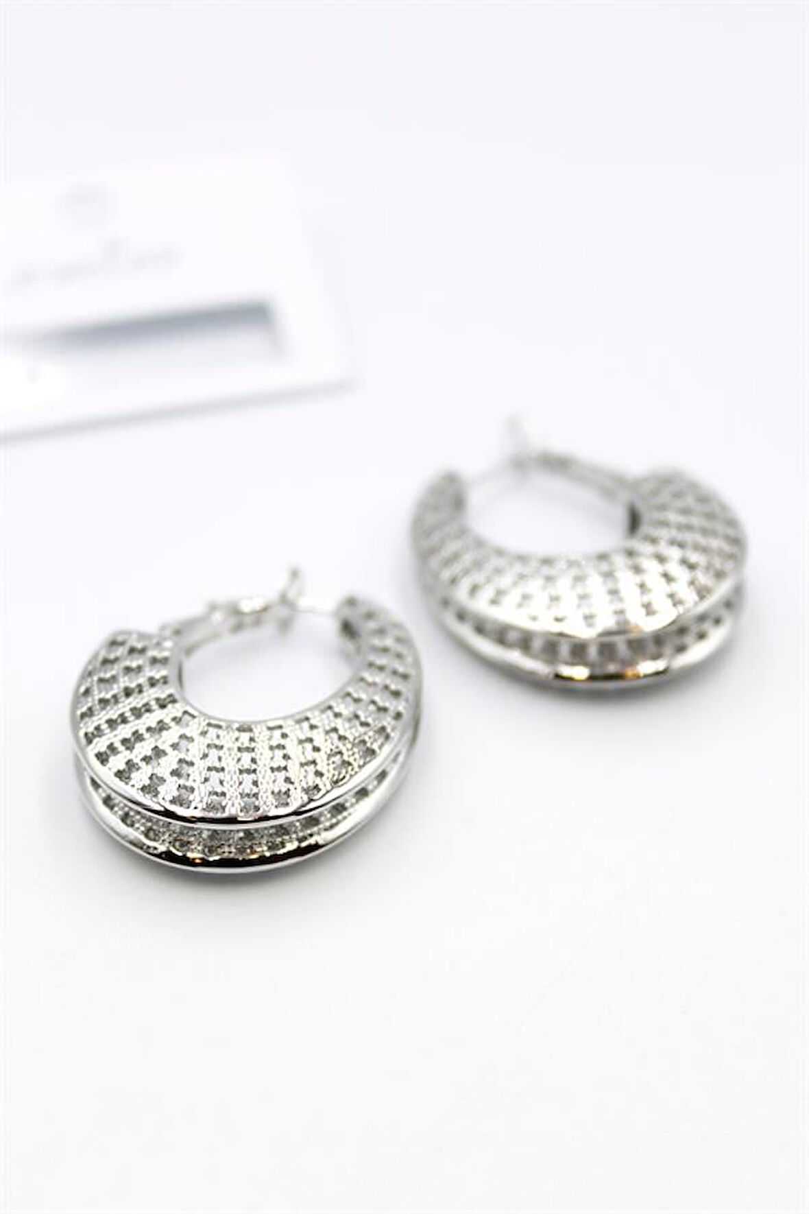 Telkari Halka Küpe - Gümüş Rengi