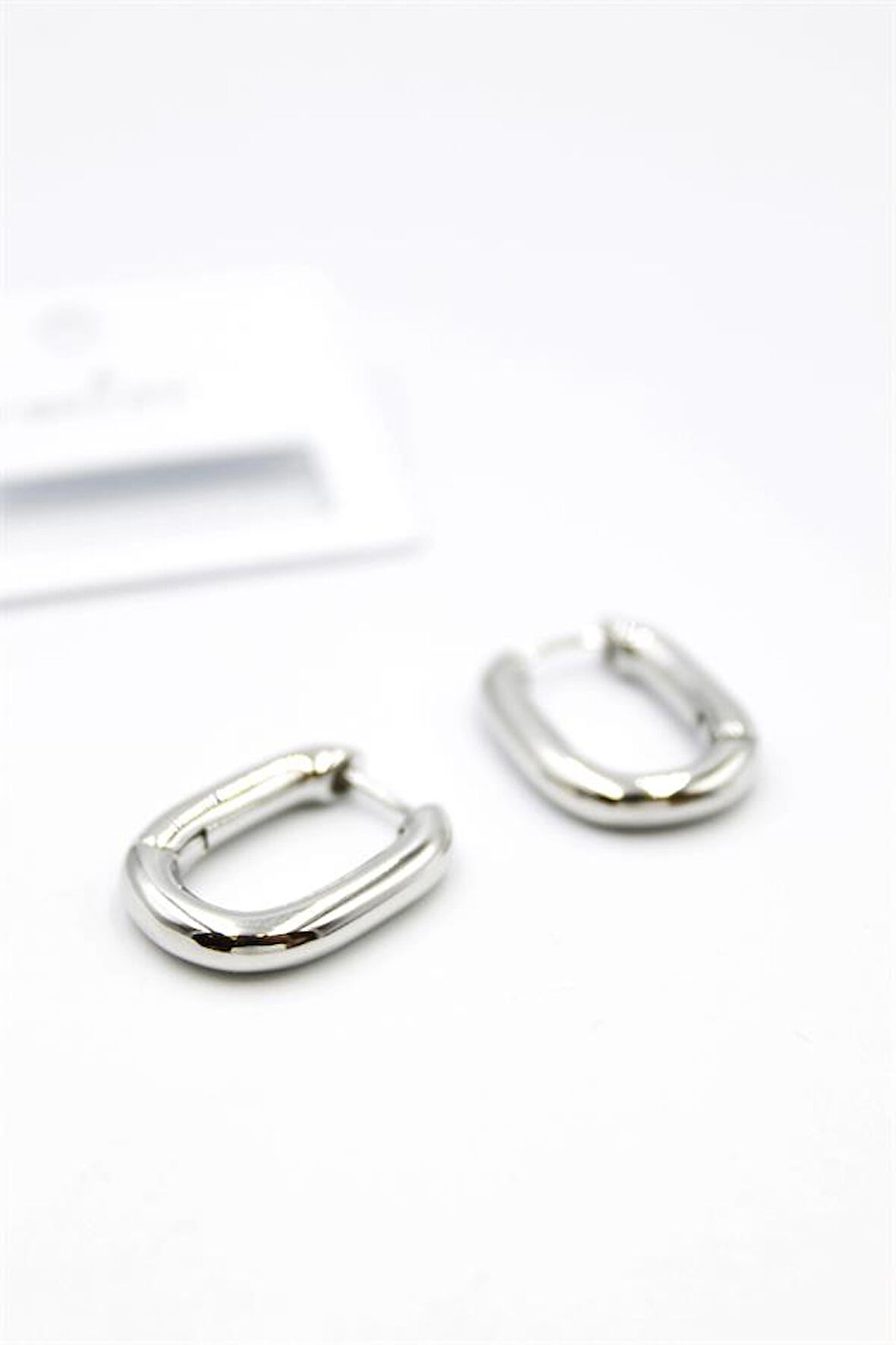 Oval Halka Küpe - Gümüş Rengi