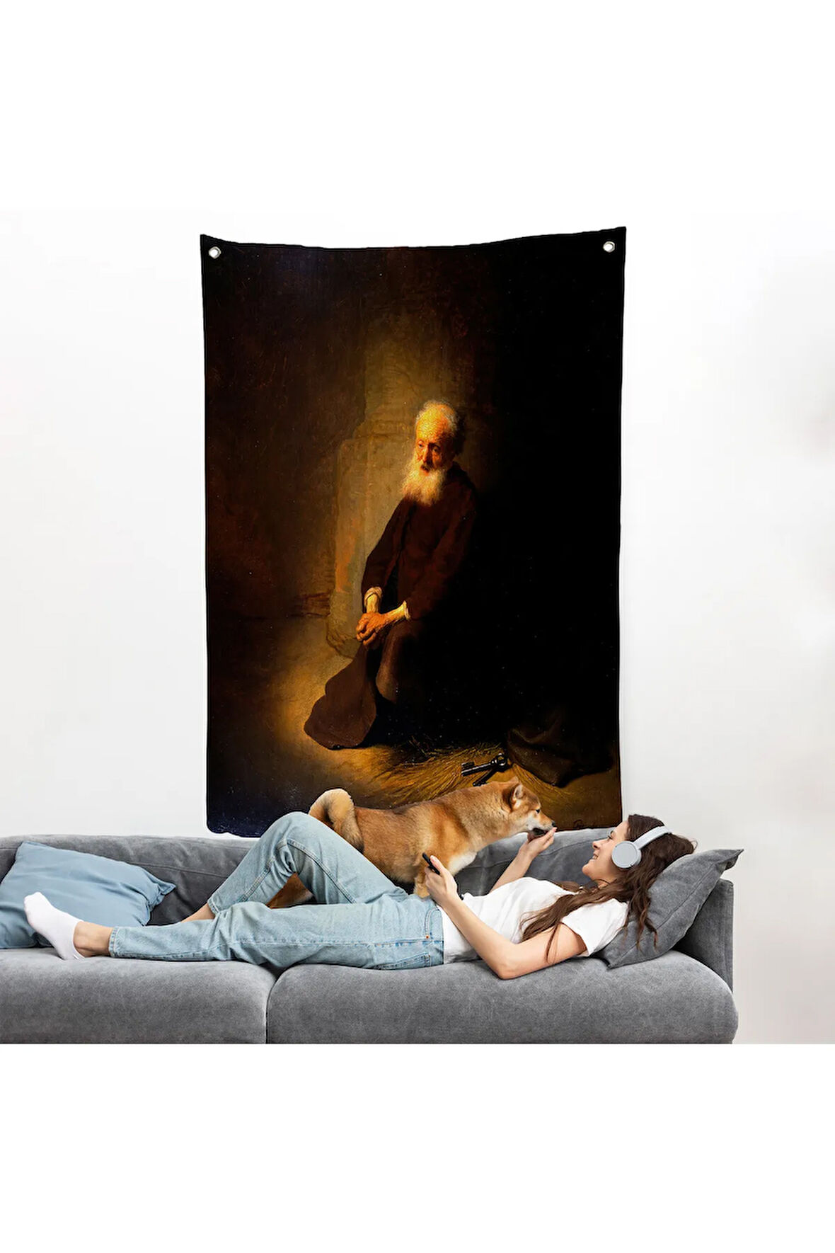 Rembrandt van Rijn - Hapishanedeki Havari Aziz Peter Diz Çökmüş Duvar Örtüsü-7410