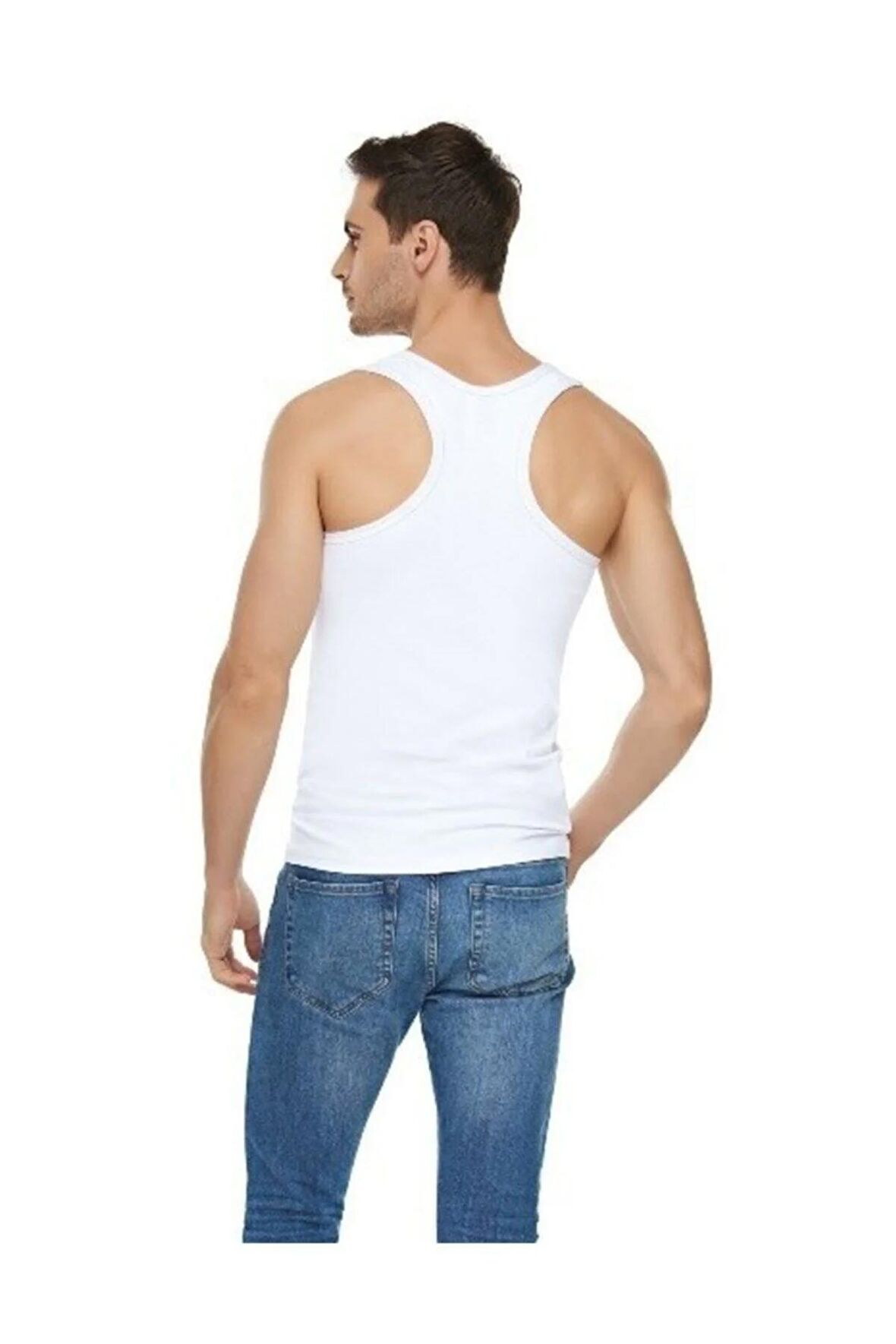 Erkek Beyaz Ribana Sporcu Rambo Atlet 6'lı Paket