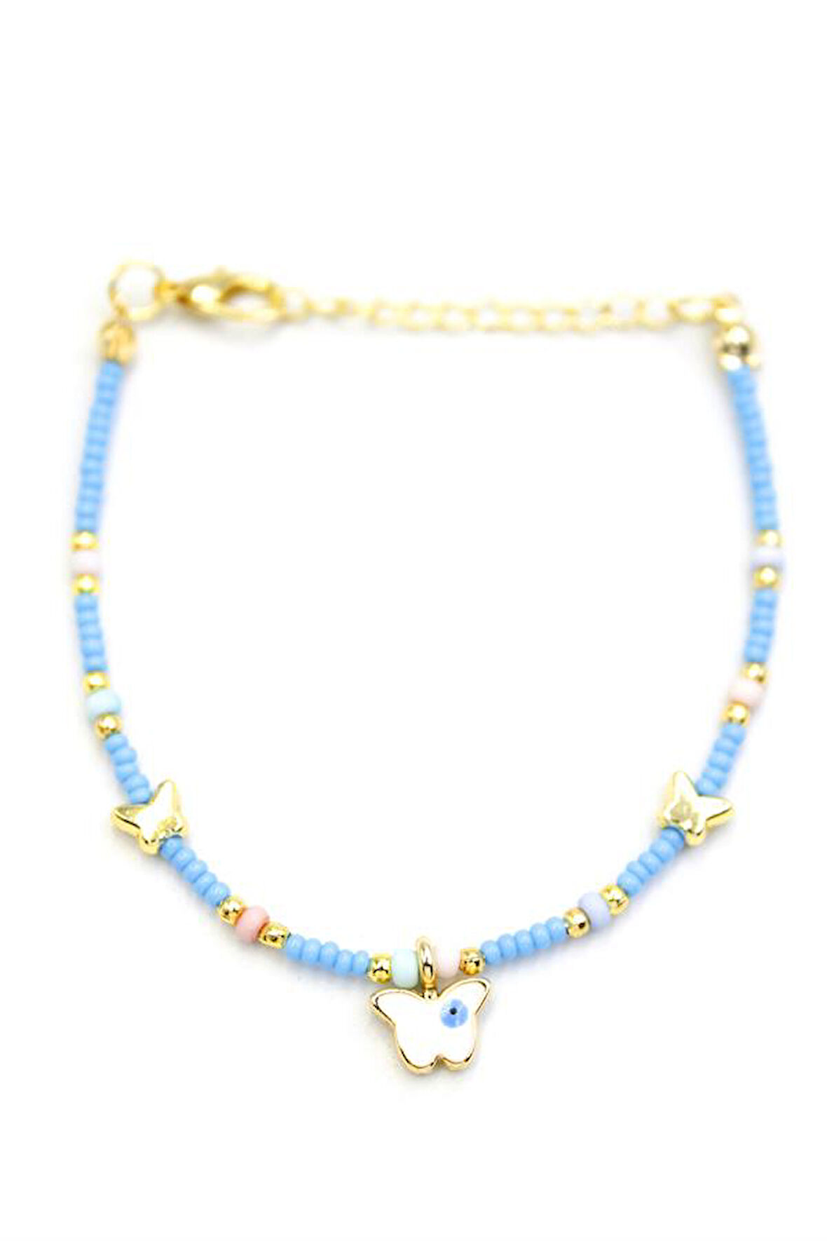 Kelebek Boncuk Bileklik - Açık Mavi