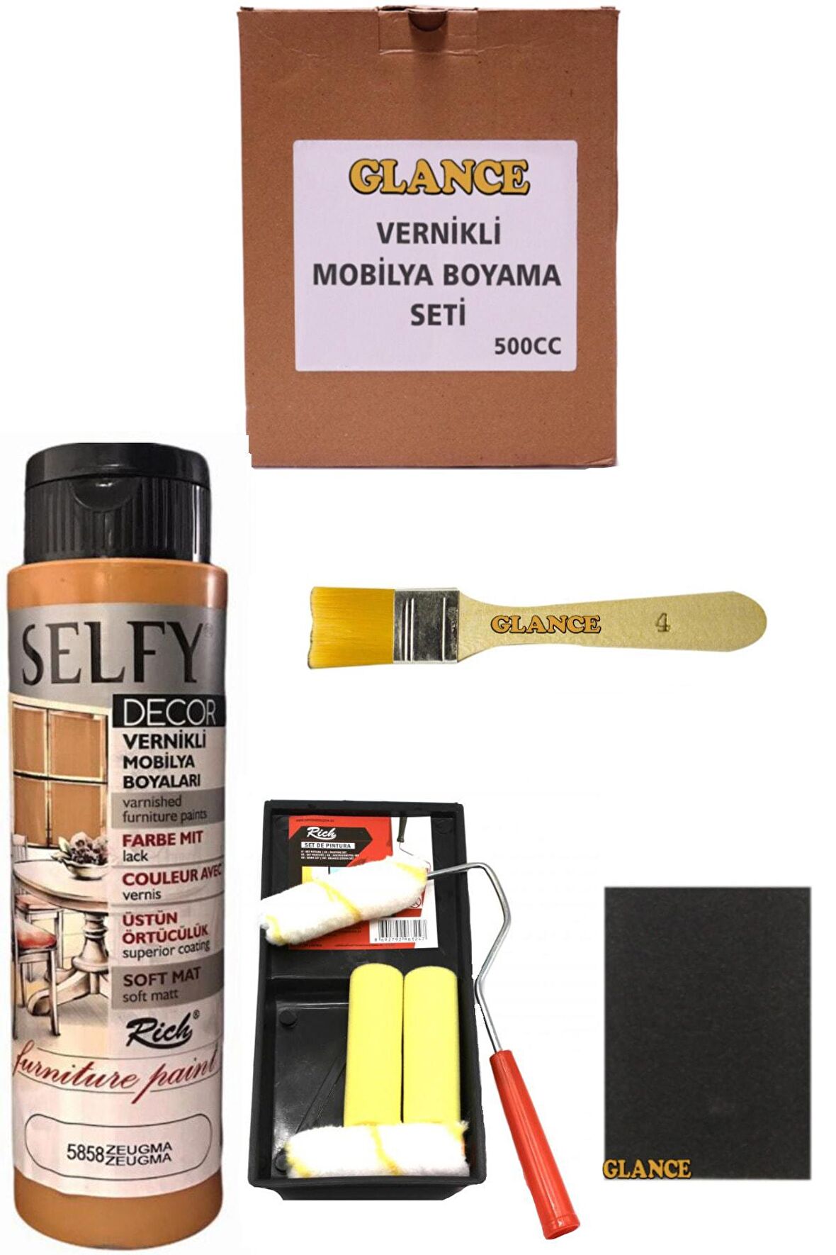 Rich Selfy Decor 500 Cc Zeugma Kendinden Vernikli Mobilya Boyama Seti