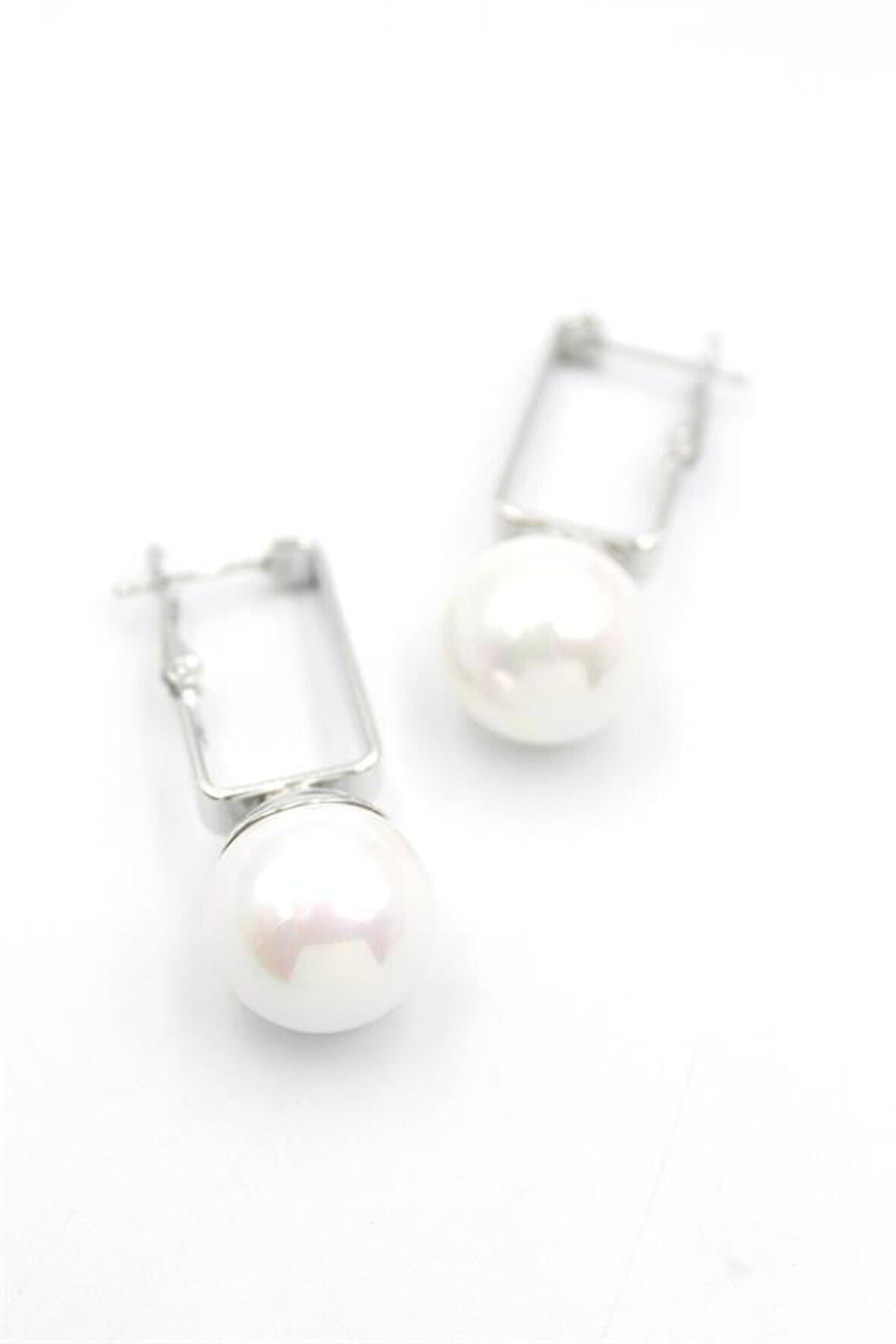 İncili Küpe - Beyaz