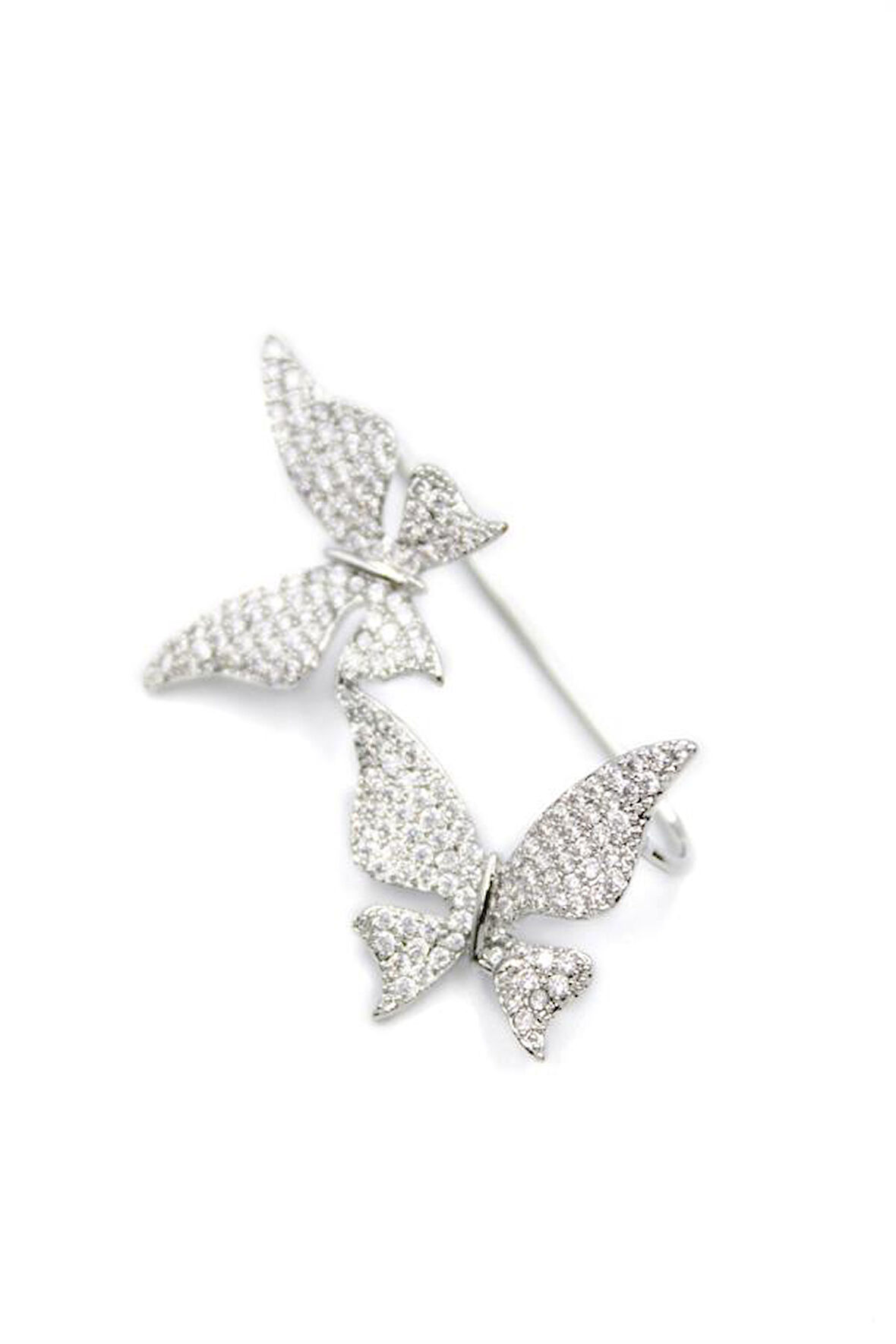 İkili Kelebek Kıkırdak Küpe - Gümüş Rengi