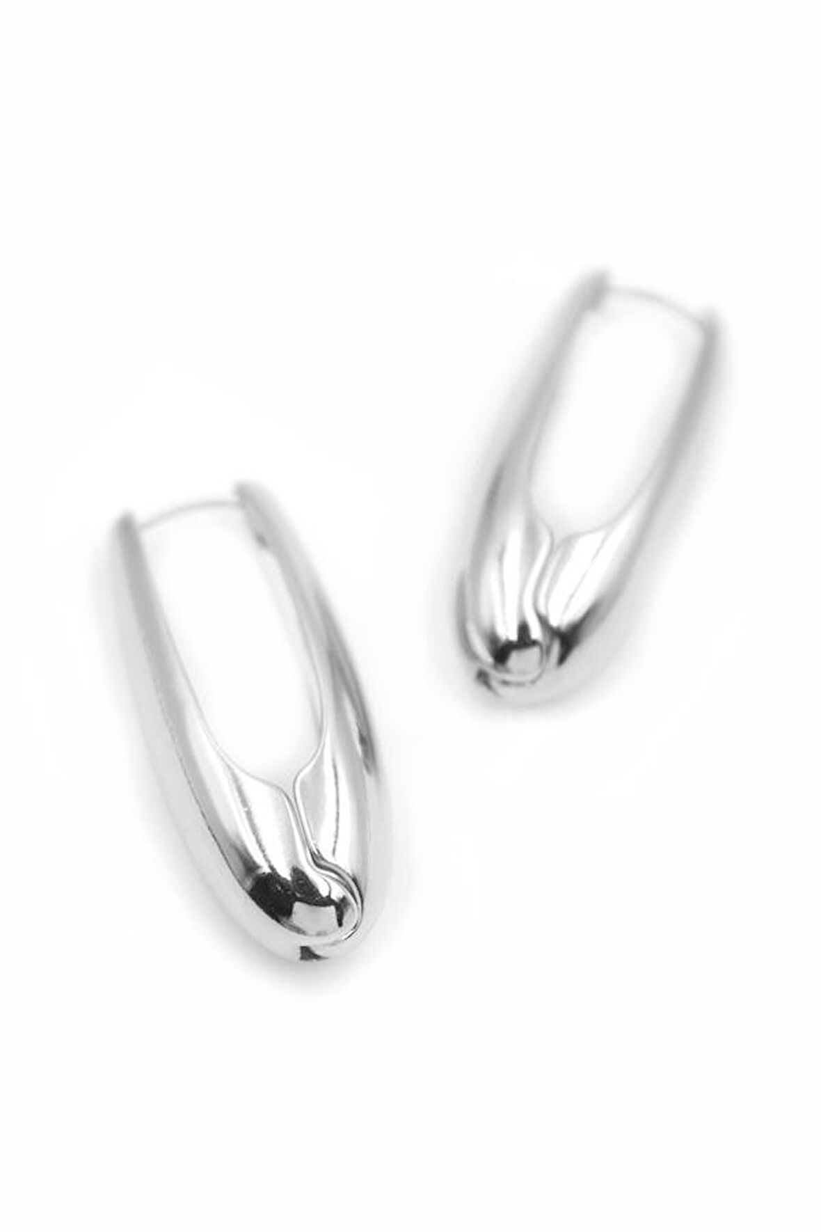 Oval Küpe - Gümüş Rengi