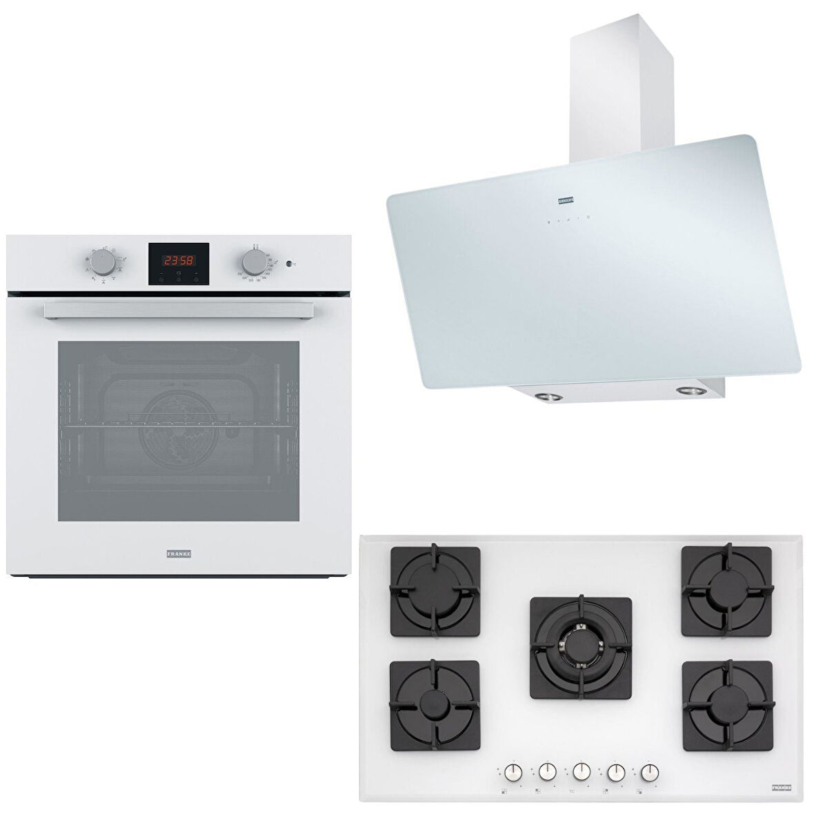 Franke Beyaz Ankastre Set( FPJ 915 V WH A -FSL 86 H WH-FHNS 905 4G TC WH C)