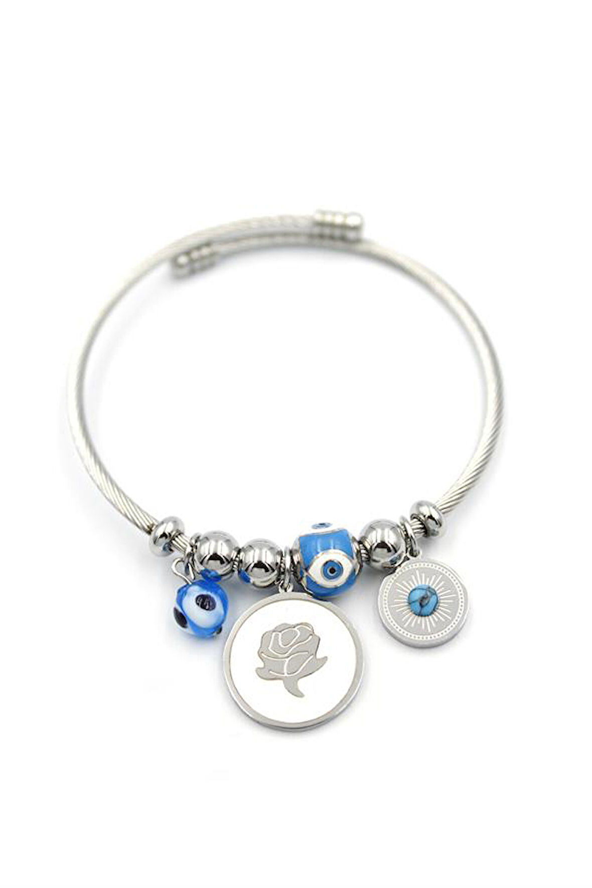 Gül Charm Bilezik - Gümüş Rengi