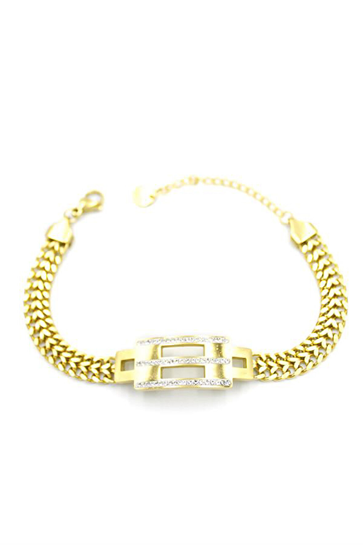 Taşlı Zincir Bileklik - Altın