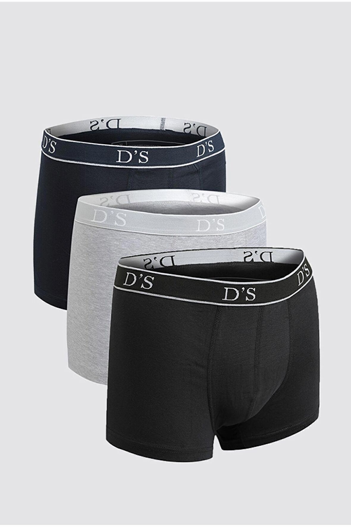 Ds Damat Karma Renk Beli Lastikli Marka Logolu Likralı Esneyebilen 3'lü Boxer Set 4HC44ORTBS03