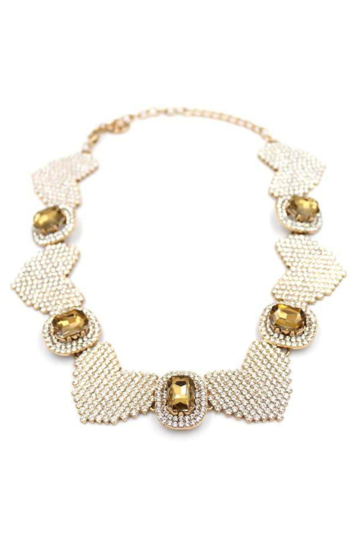 Taşlı Kalp Kolye - Altın