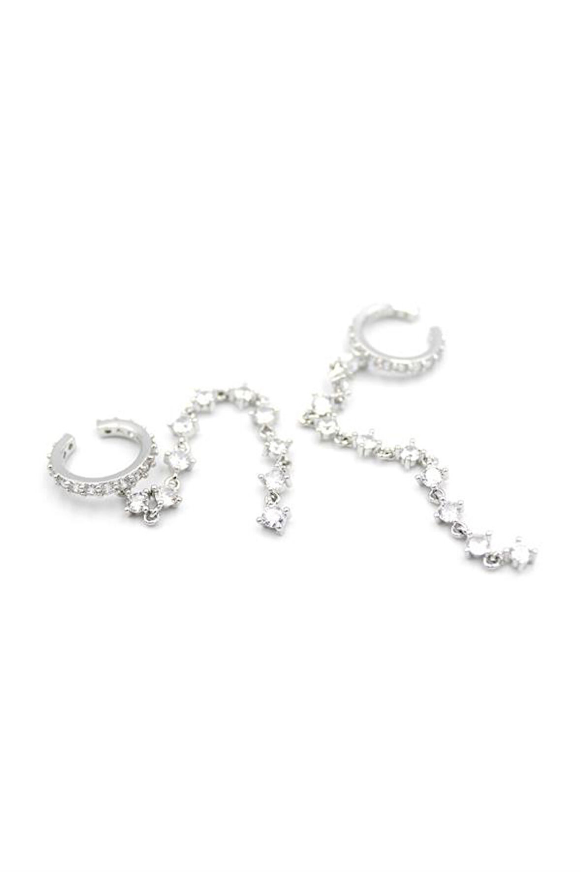 2'li Taşlı Kıkırdak Küpe - Gümüş