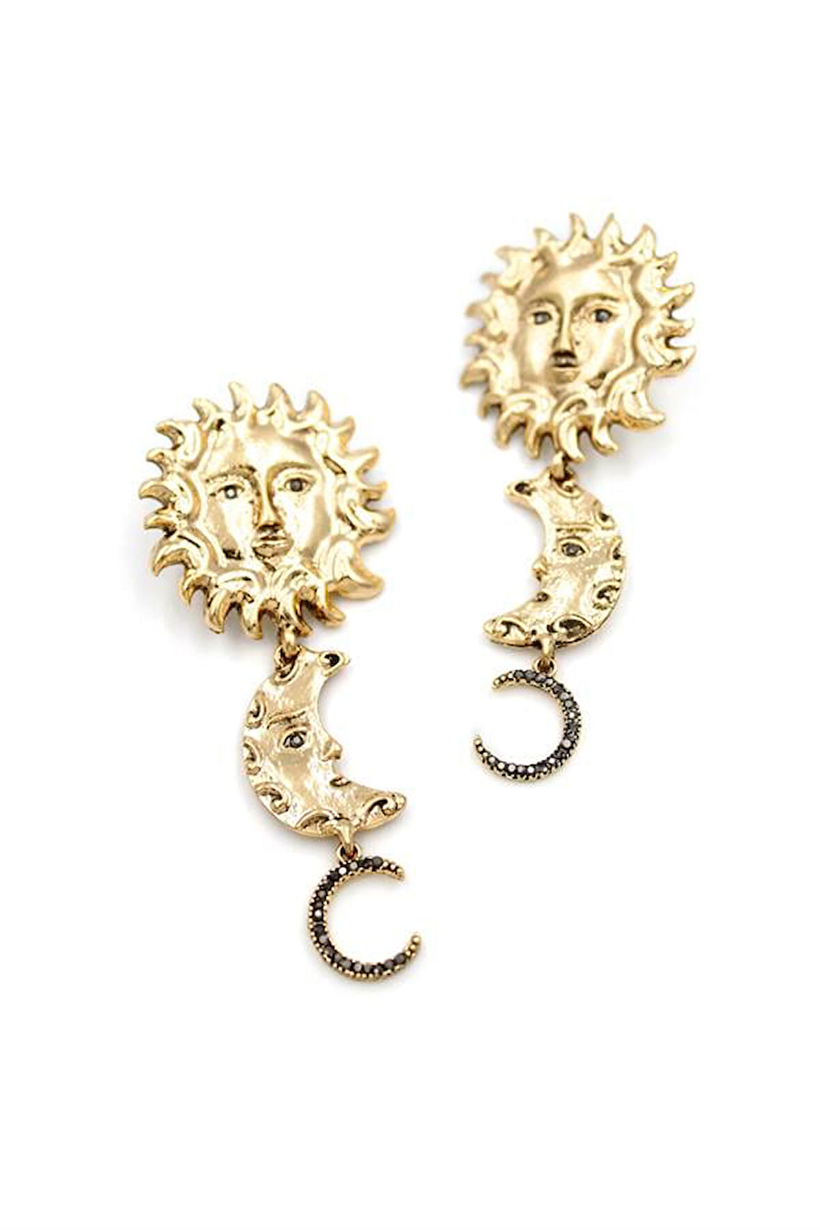 Güneş Ay Küpe - Altın