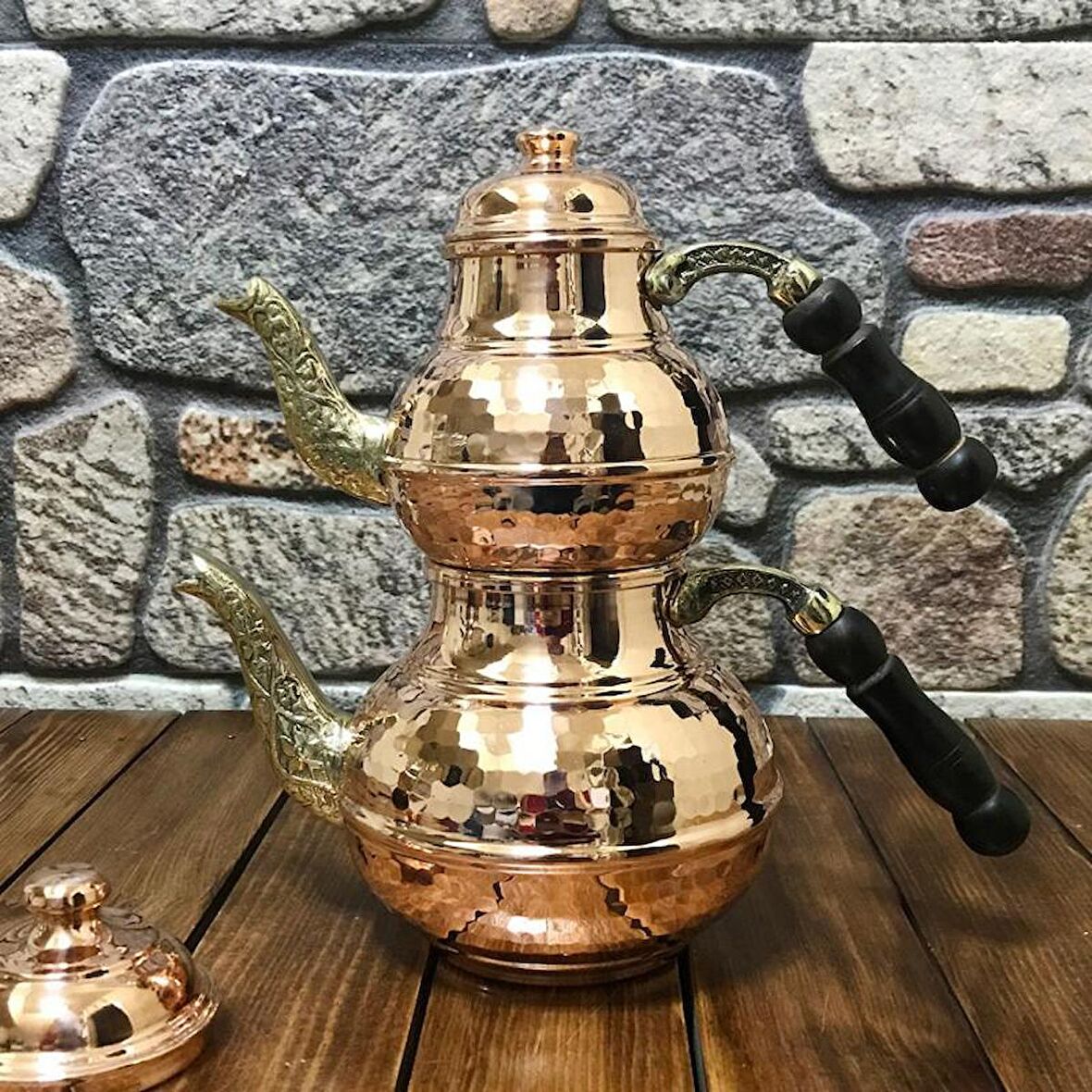 Dövme Bakır Çaydanlık No:1