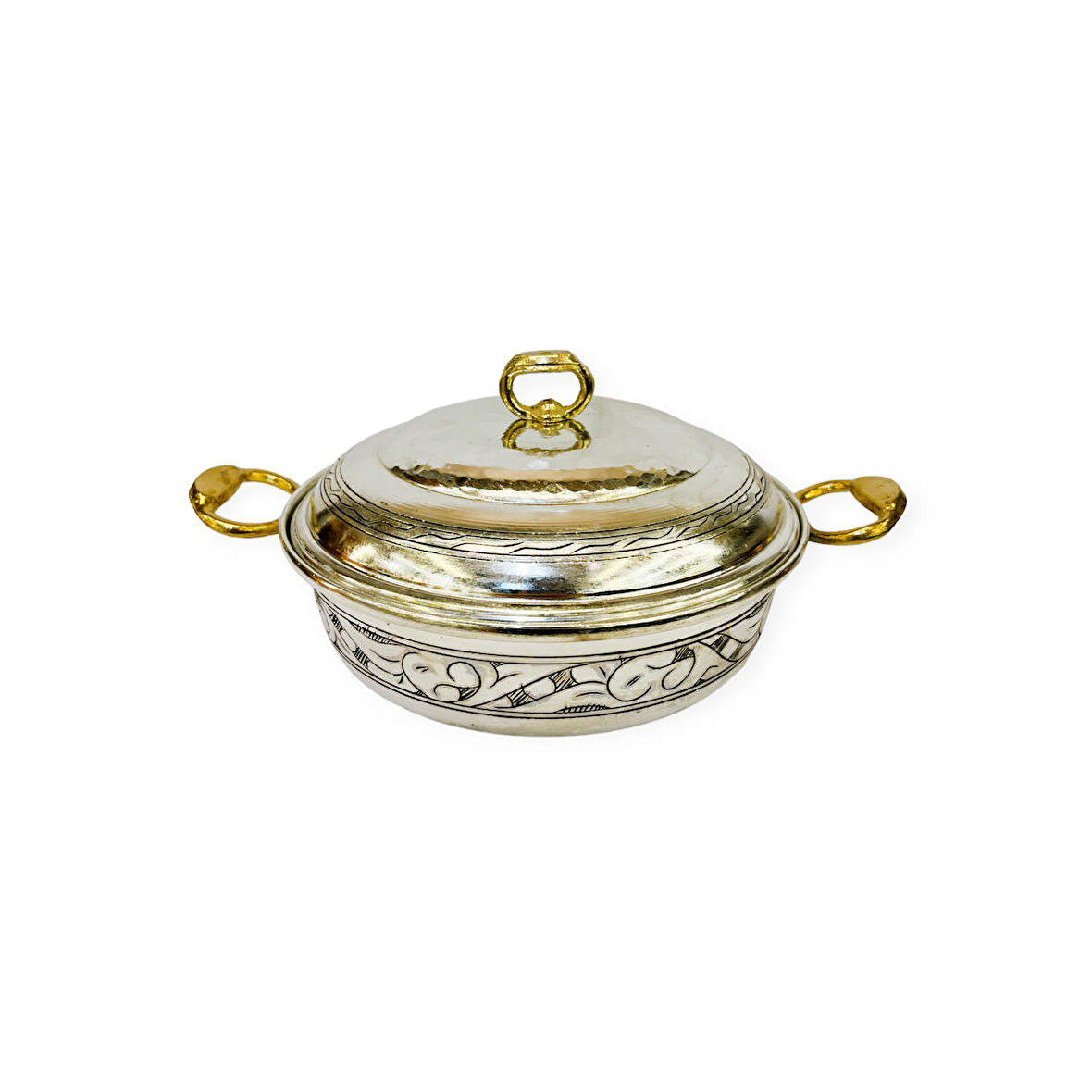 Kalaylı İşlemeli Bakır Karnıyarık Tencere No:3