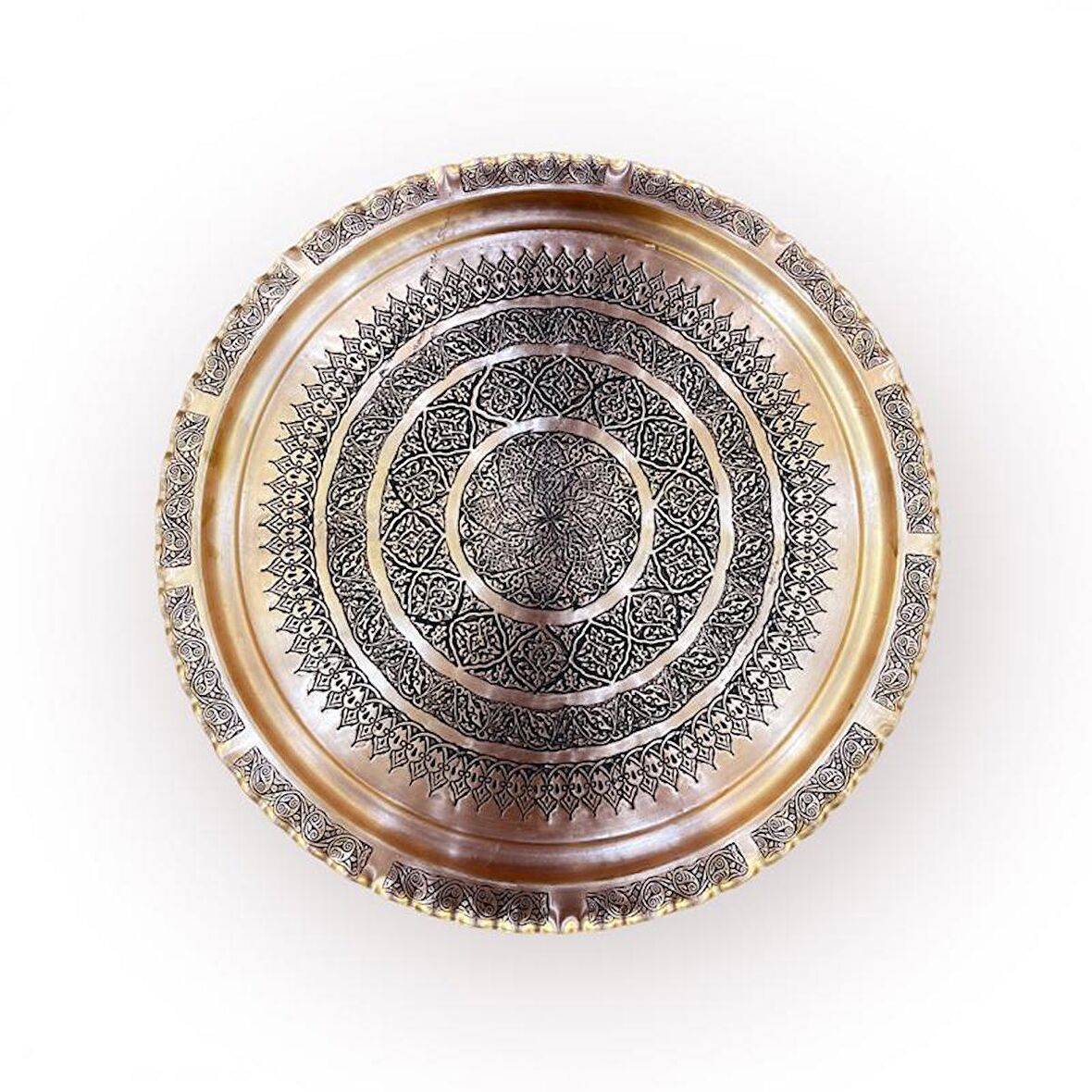 50 cm Skoç Eskitme İşlemeli Bakır Sini