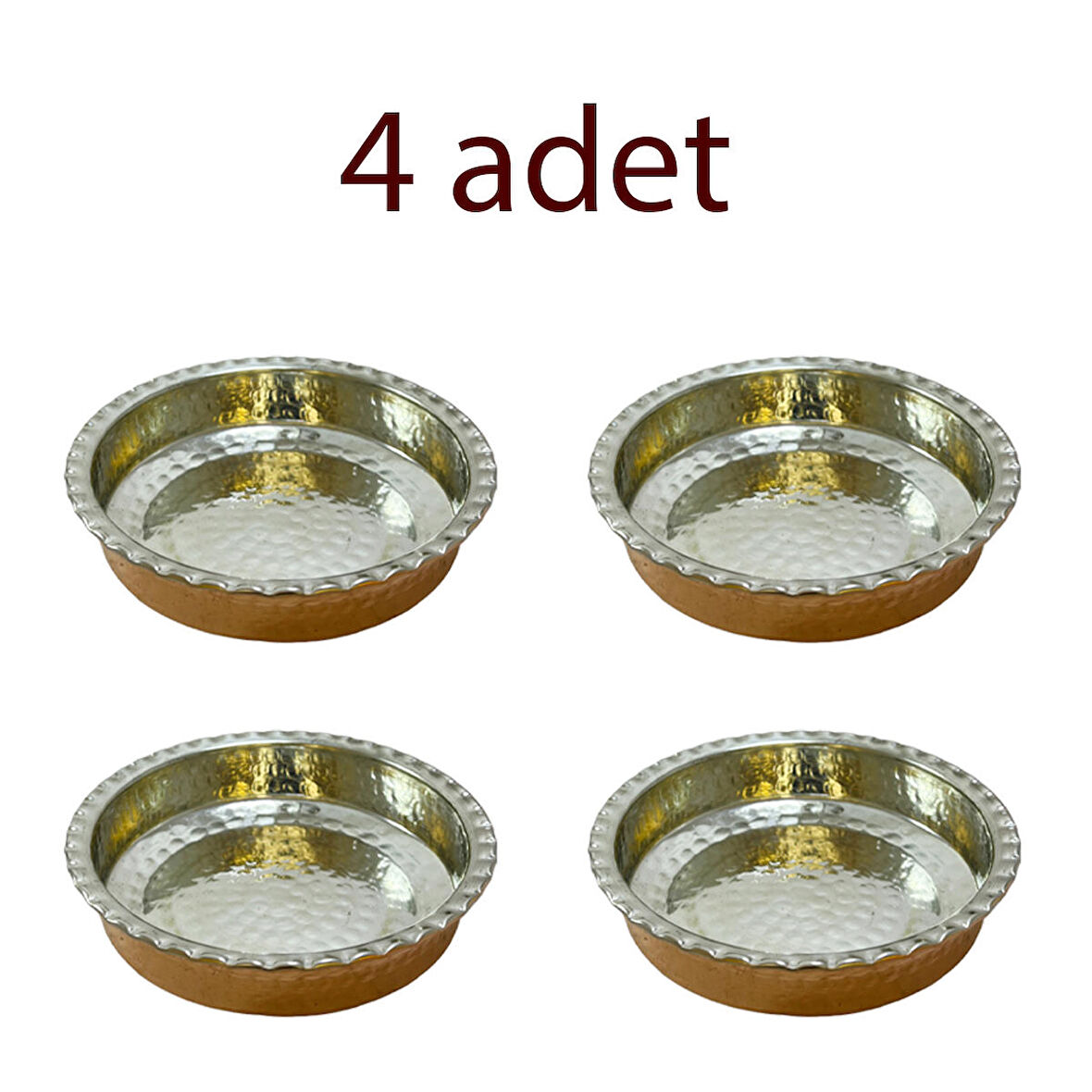 Çirtikli Bakır Kahvaltılık ve Çerezlik 4’lü Set