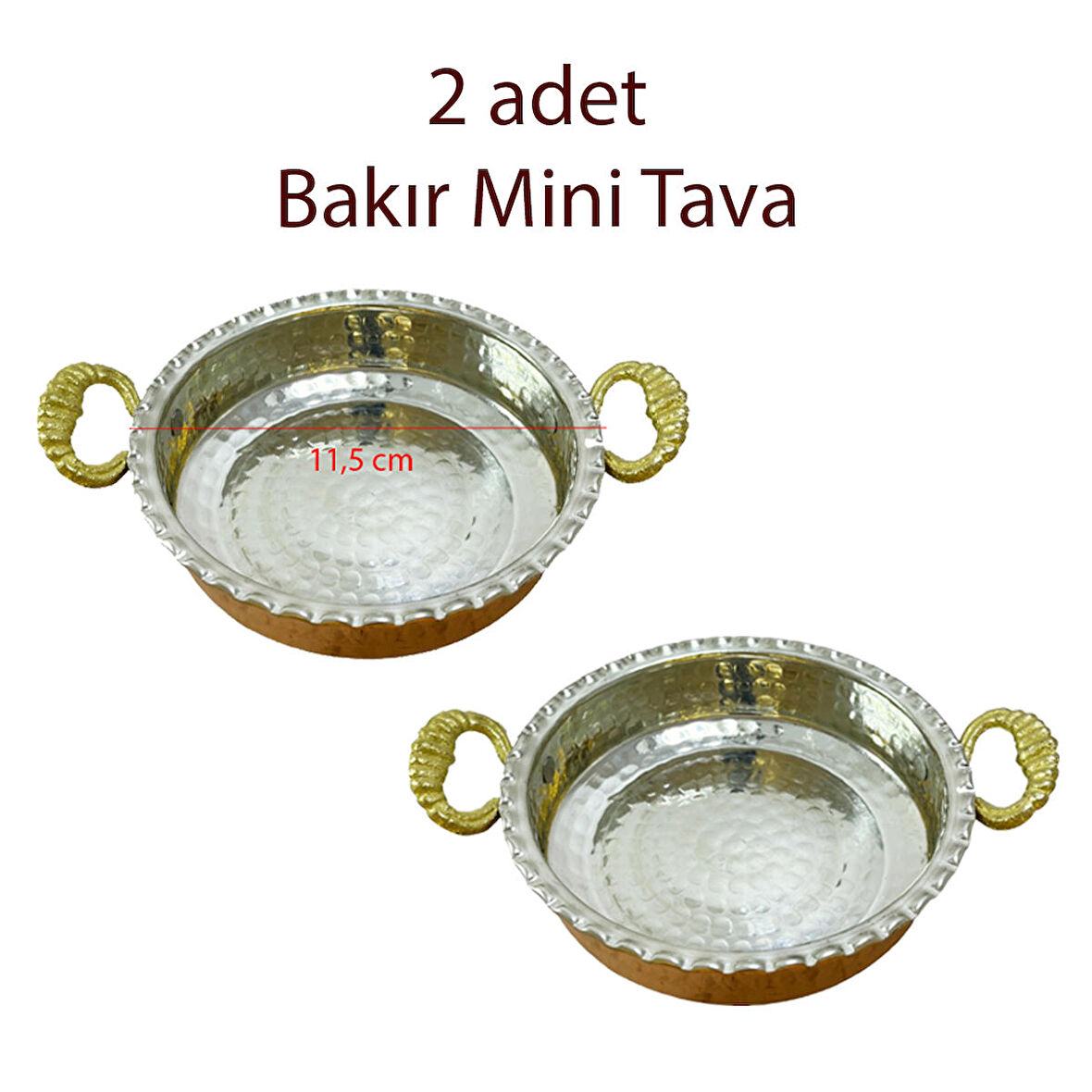 Mini Bakır Tava 2’li Set