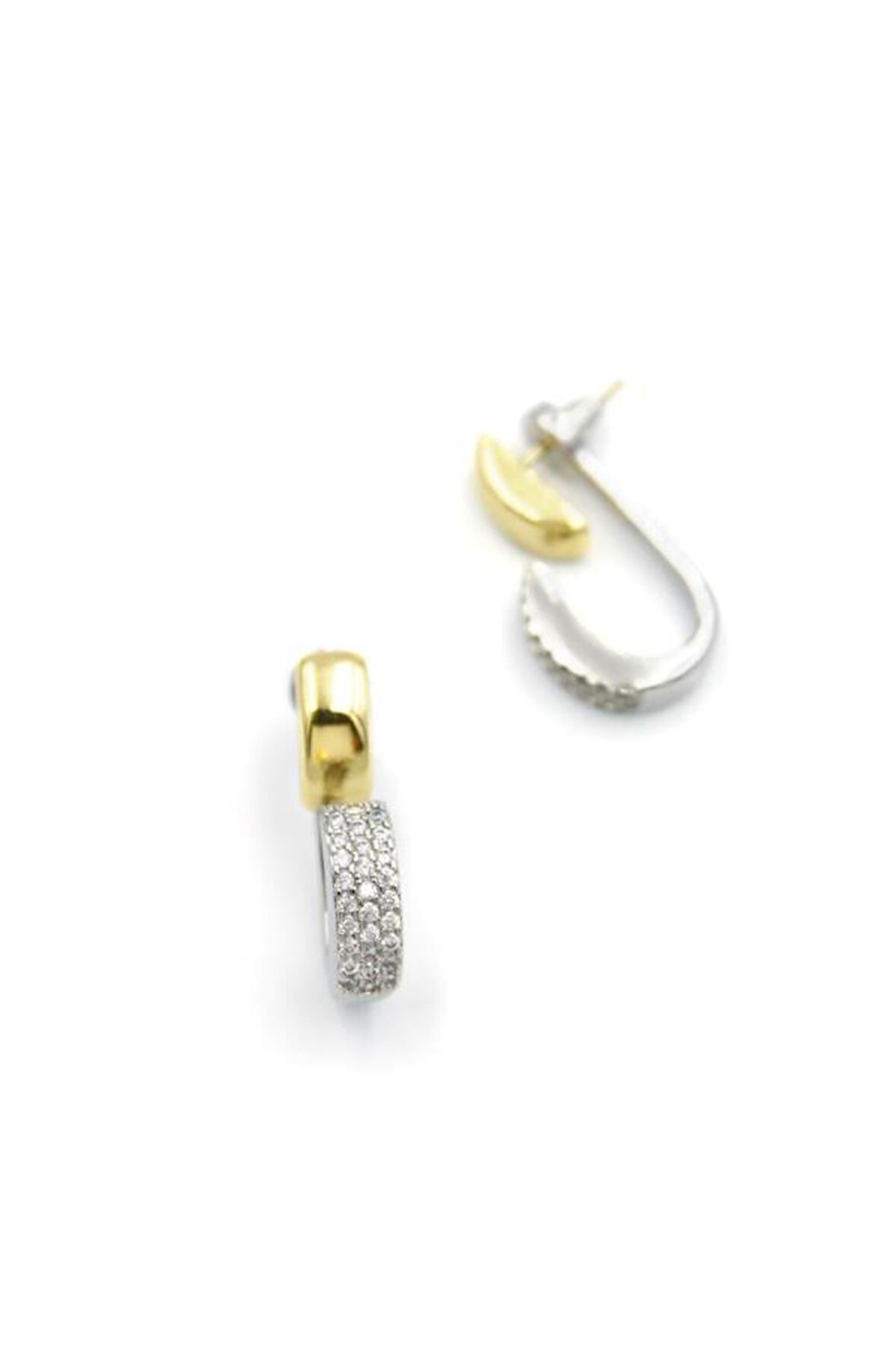 Taşlı Halka Küpe - Altın