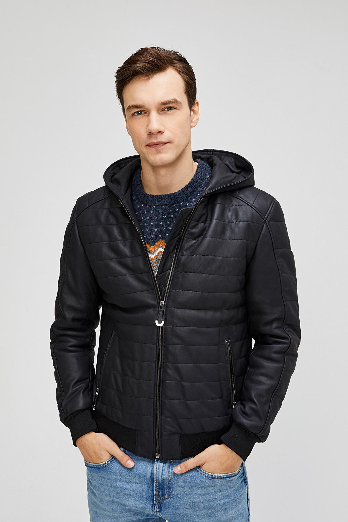 Liberus Siyah Erkek Deri Mont