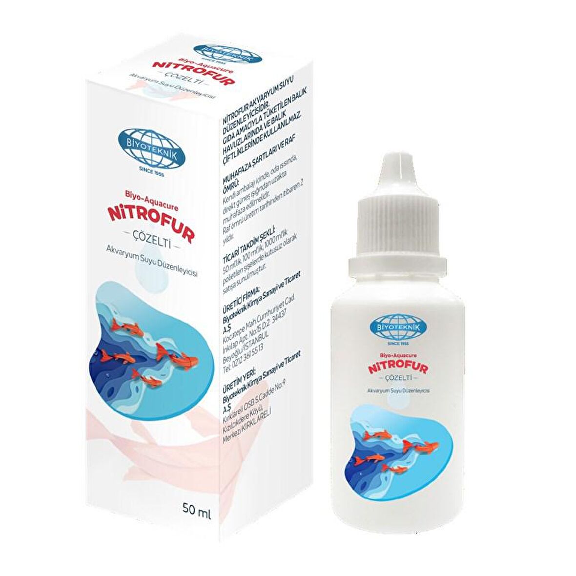 6 Adet Biyoteknik Biyo Aquacure Nitrofur 50 Ml Akvaryum Su Düzenleyici