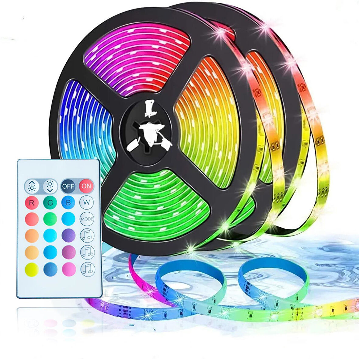 UpWay 3 Metre Bluetoothlu Müziğe Duyarlı Su Geçirmez Kesilebilir Silikonlu Kumandalı USB RGB Şerit Led