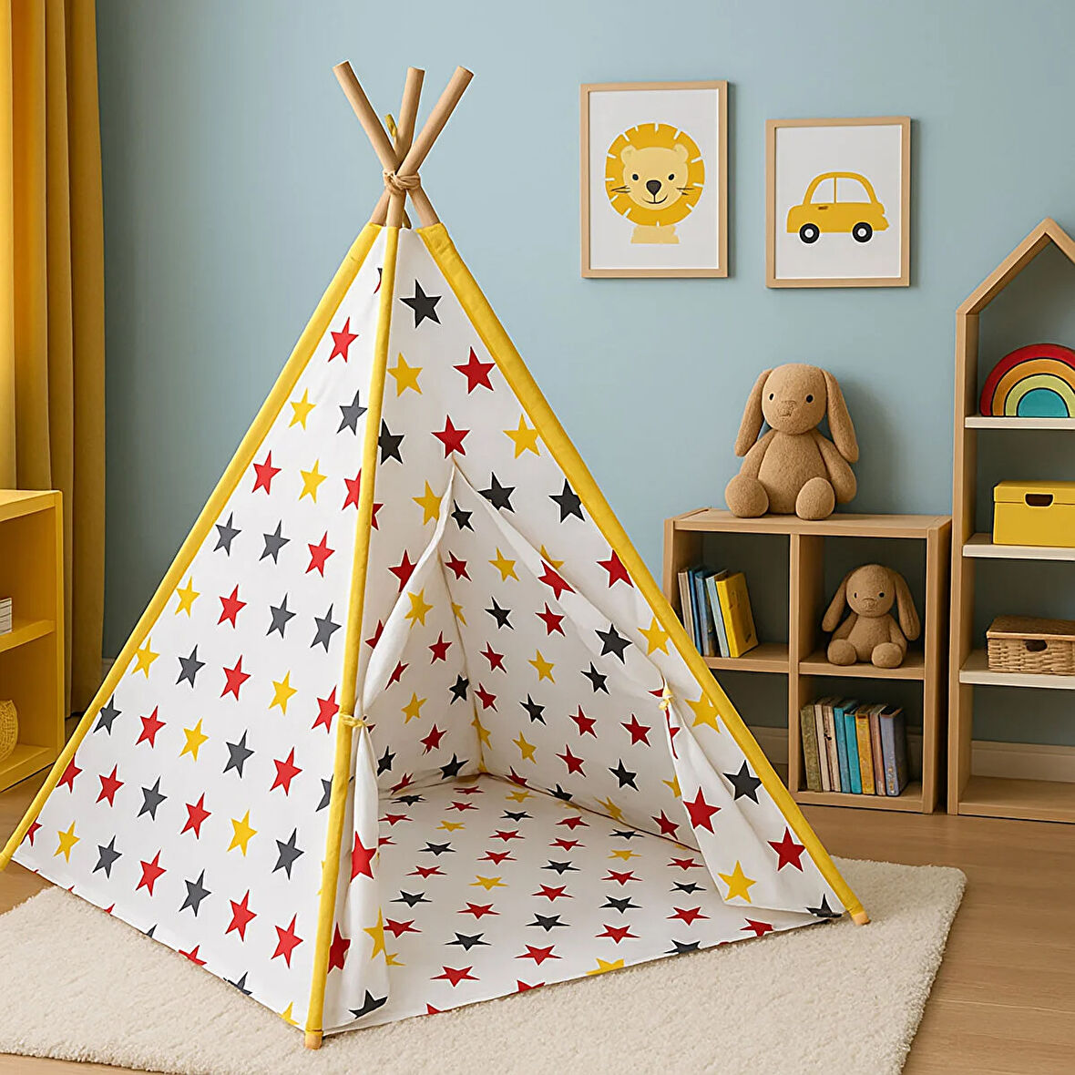 SafeMom Ahşap Kızılderili Oyun Çadırı - Stars