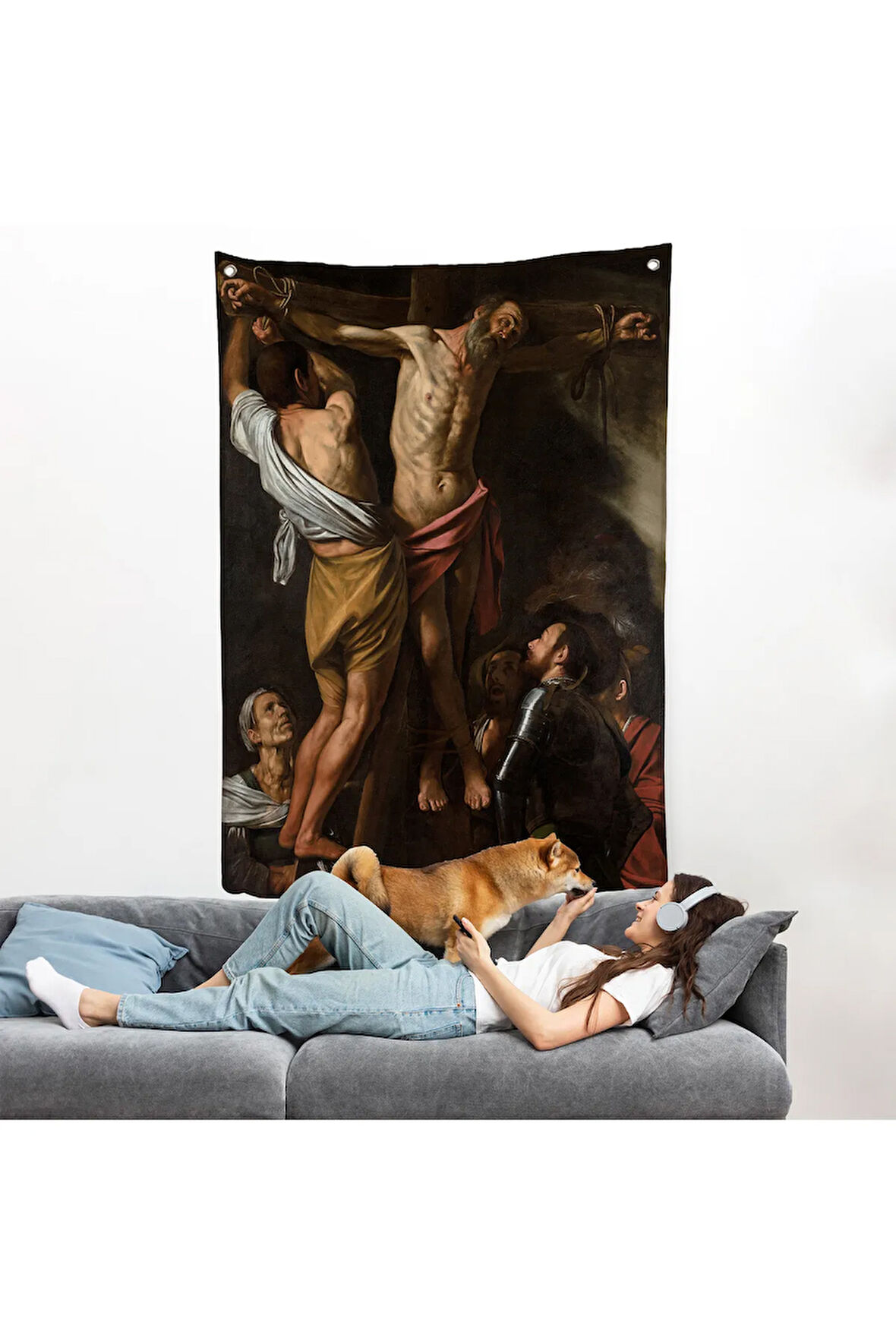 Caravaggio - Aziz Andrew'un Çarmıha Gerilmesi Duvar Örtüsü - The Crucifixion of Saint Andrew-7424