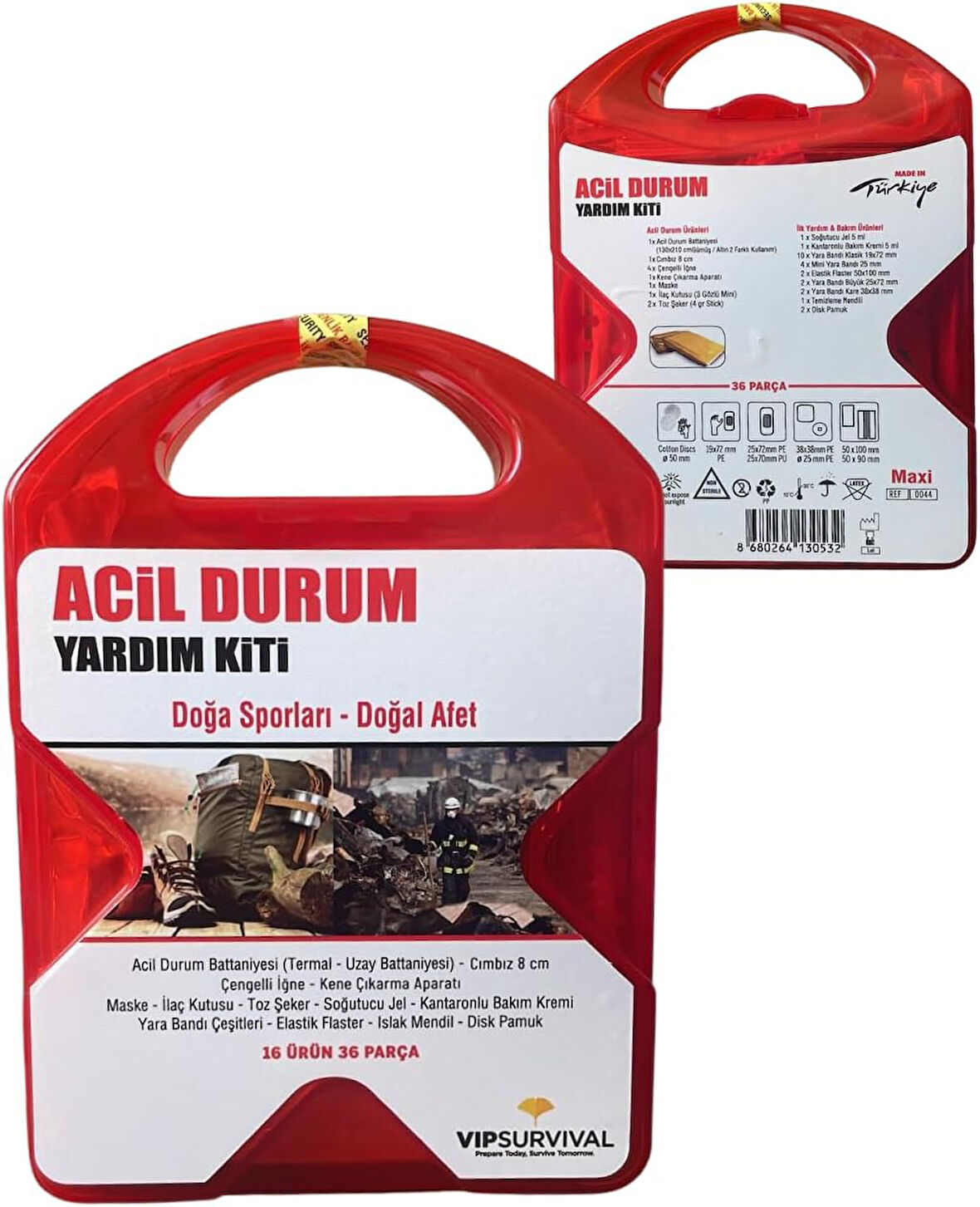 Acil Durum Yardım Kiti, 36 Parça, Doğa Sporları ve Doğal Afet için İlk Yardım Seti